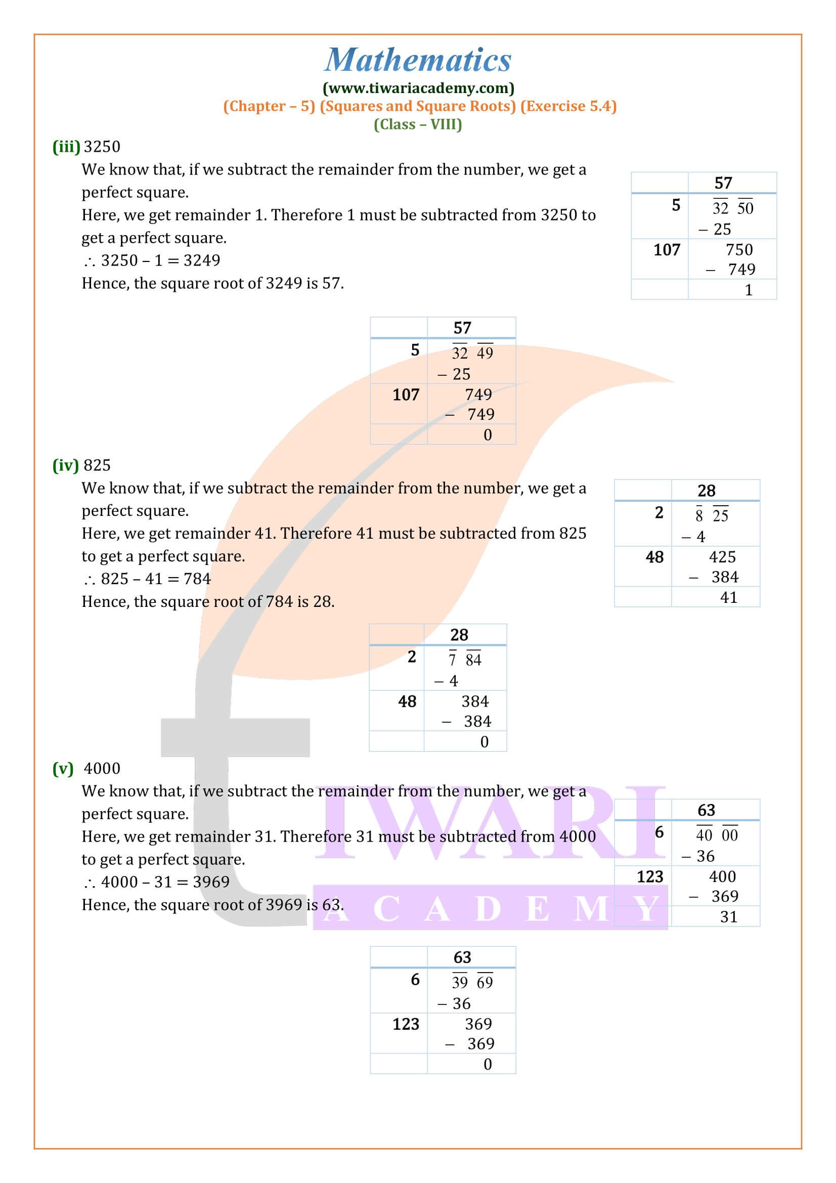 8th Mathematics ex. 5.4