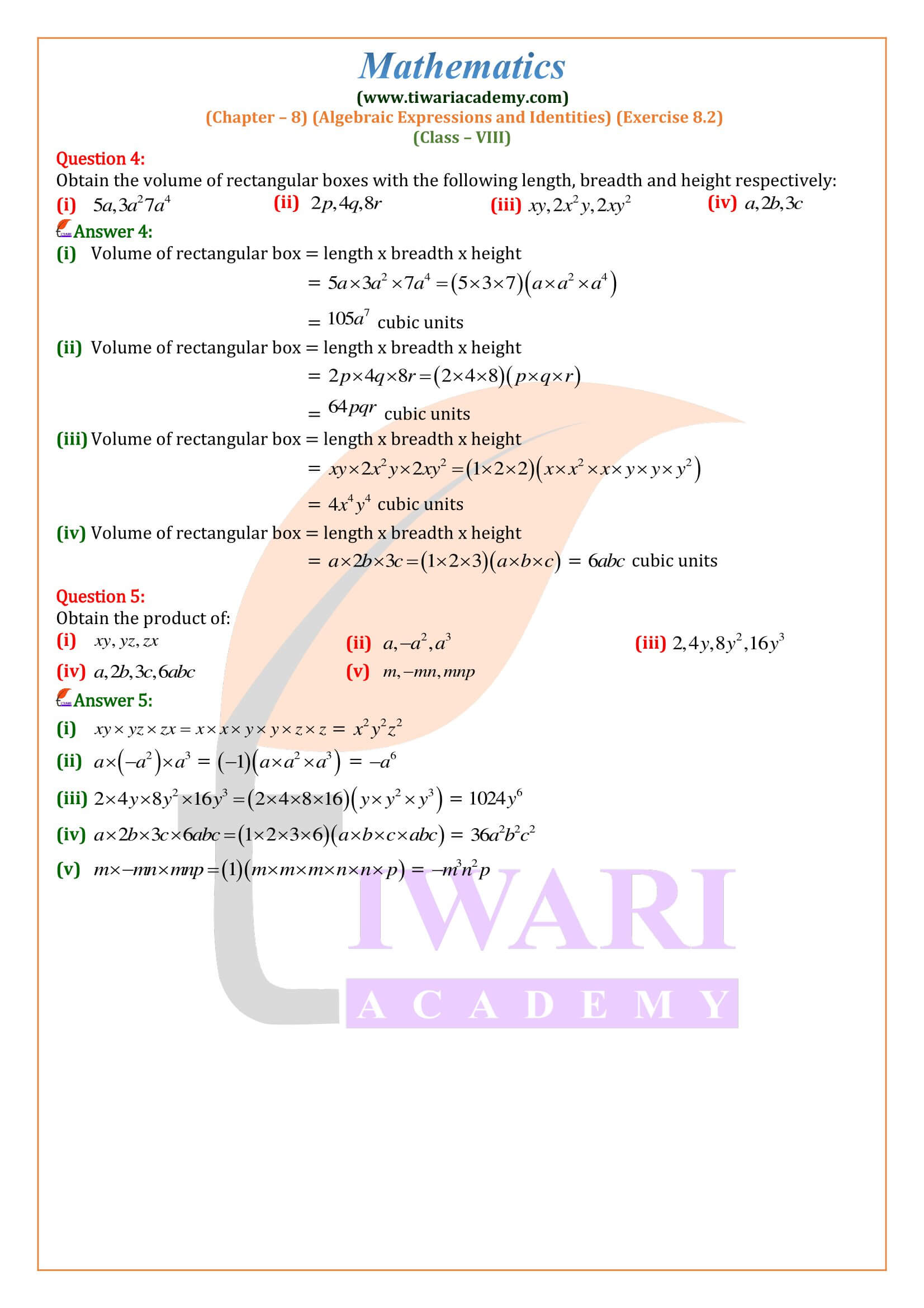 Class 8 Maths Exercise 8.2