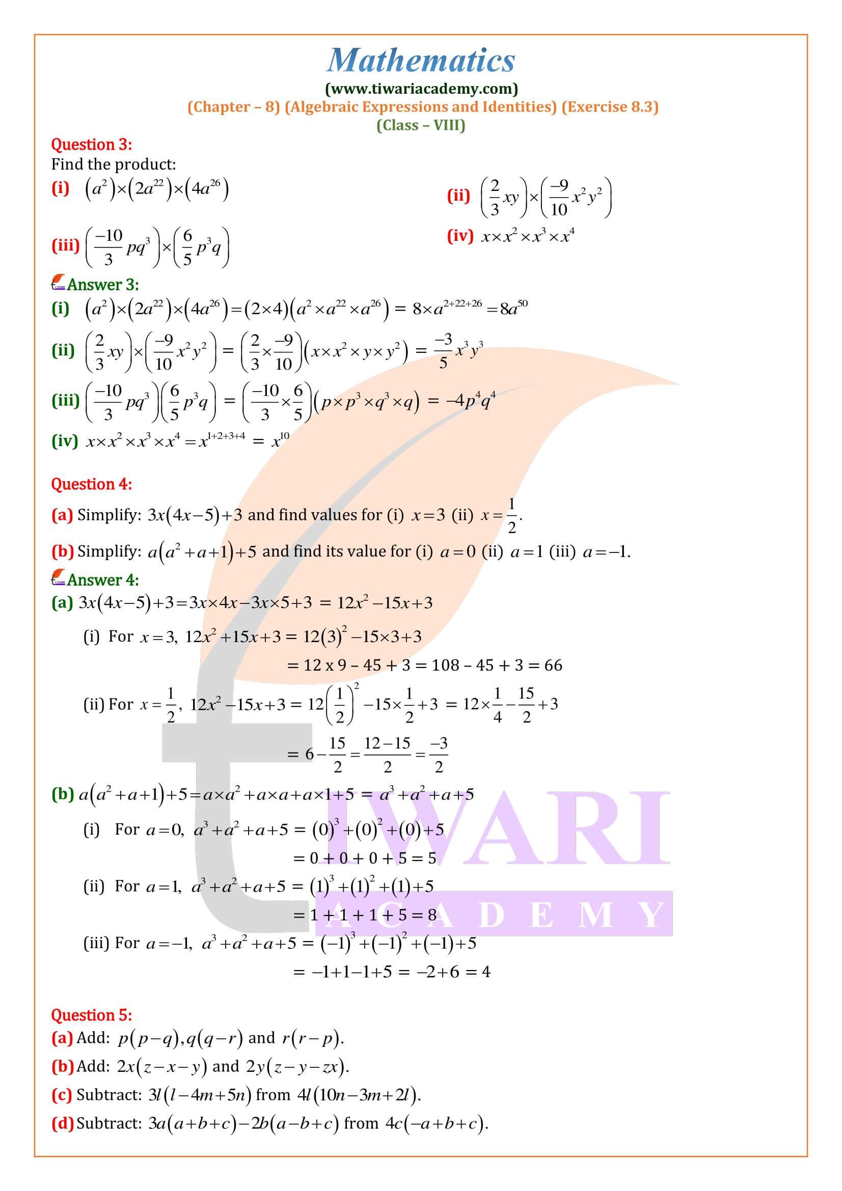 Class 8 Maths Ex. 8.3 solutions guide