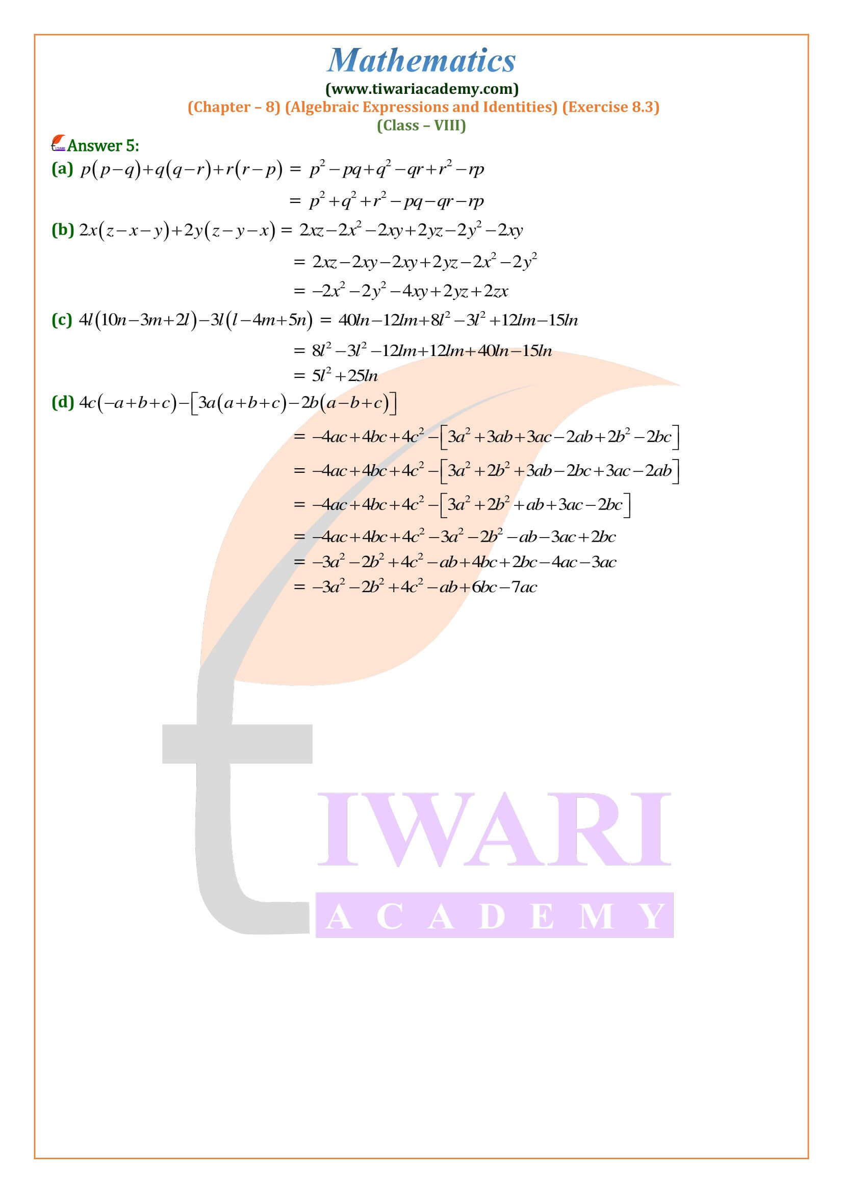 Class 8 Maths Exercise 8.3