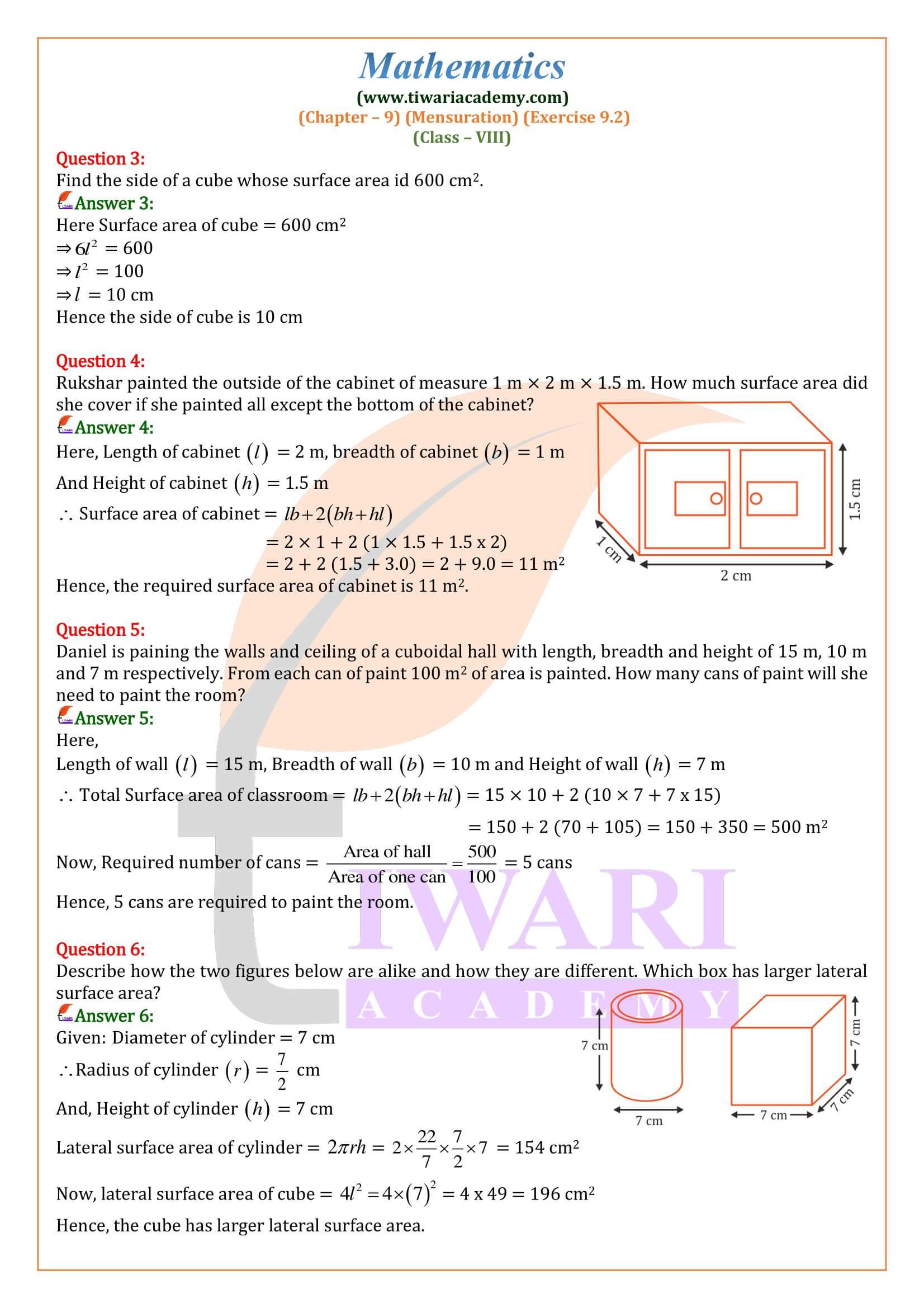 Class 8 Maths Exercise 9.2 revised solutions for new session