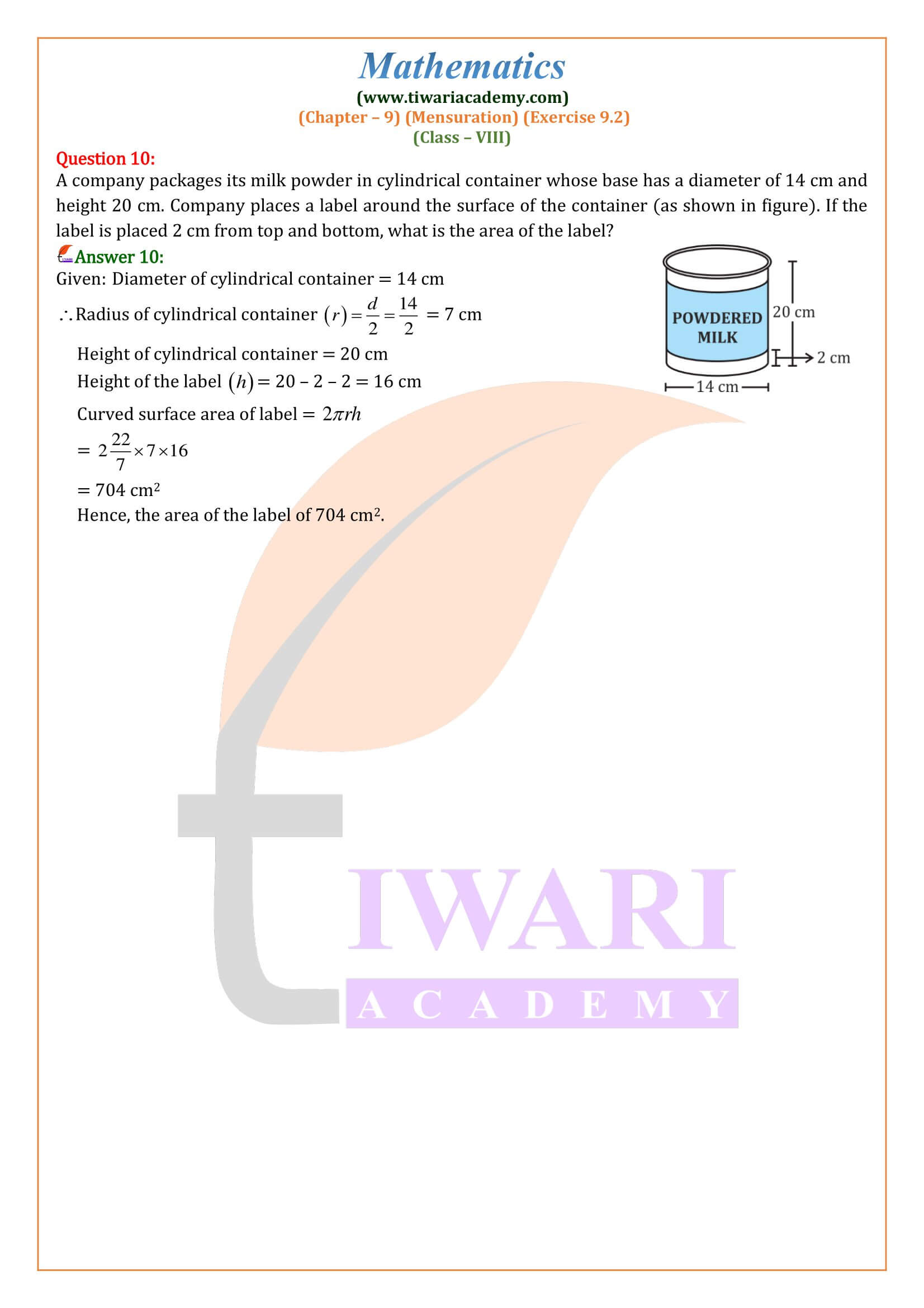 Class 8 Maths Exercise 9.2