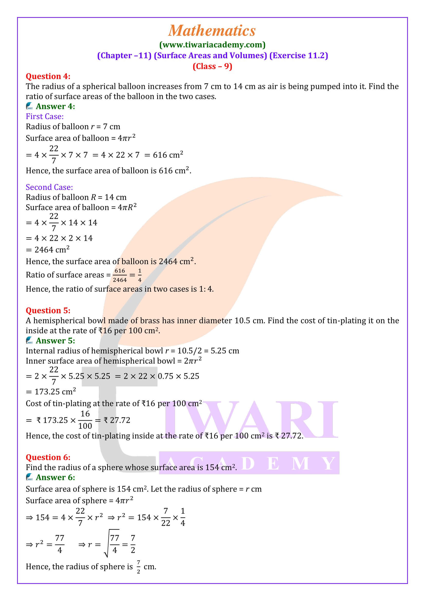 Class 9 Maths Exercise 11.2 updated for new session