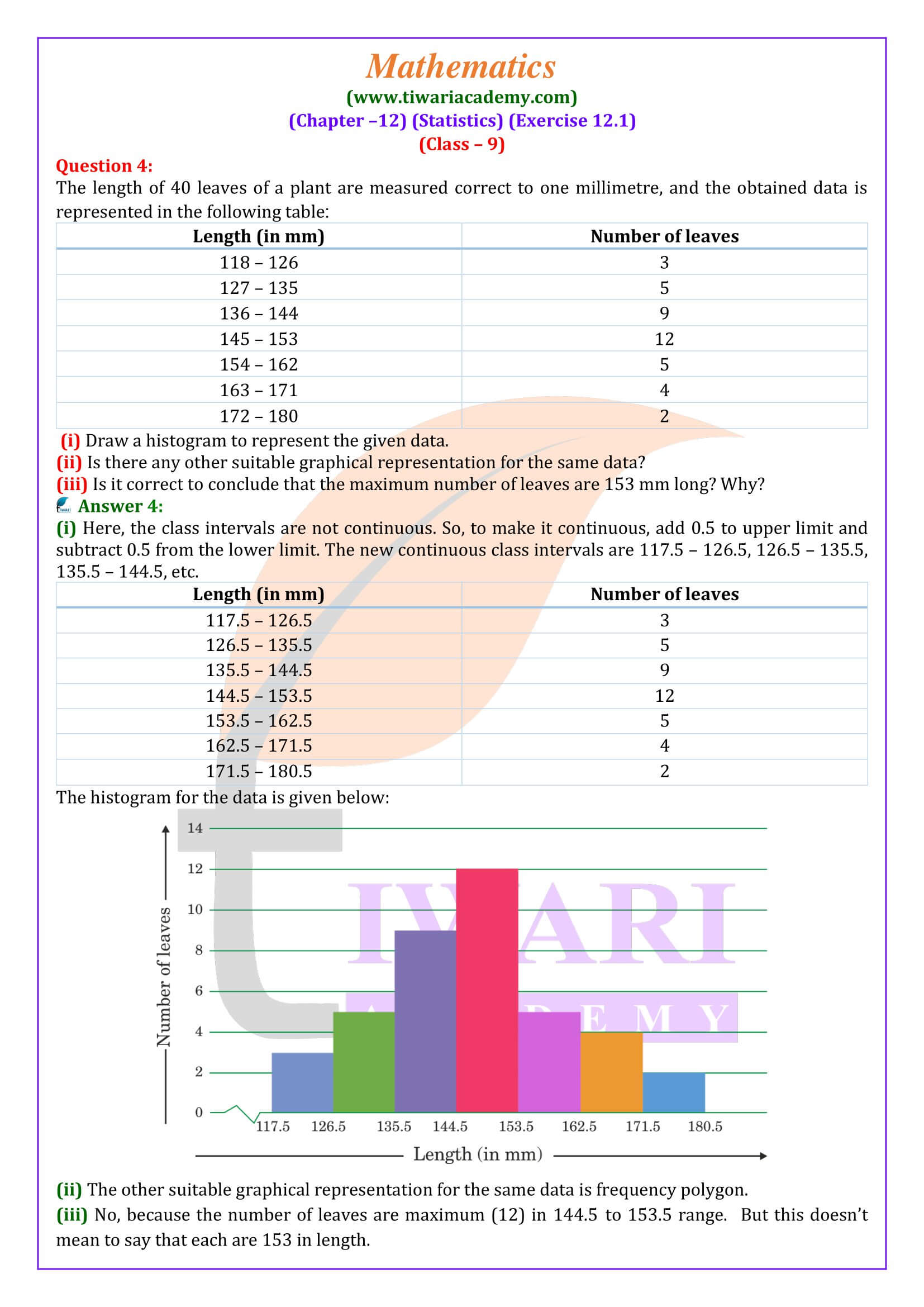 Class 9 Maths Exercise 12.1 in English Medium solutions