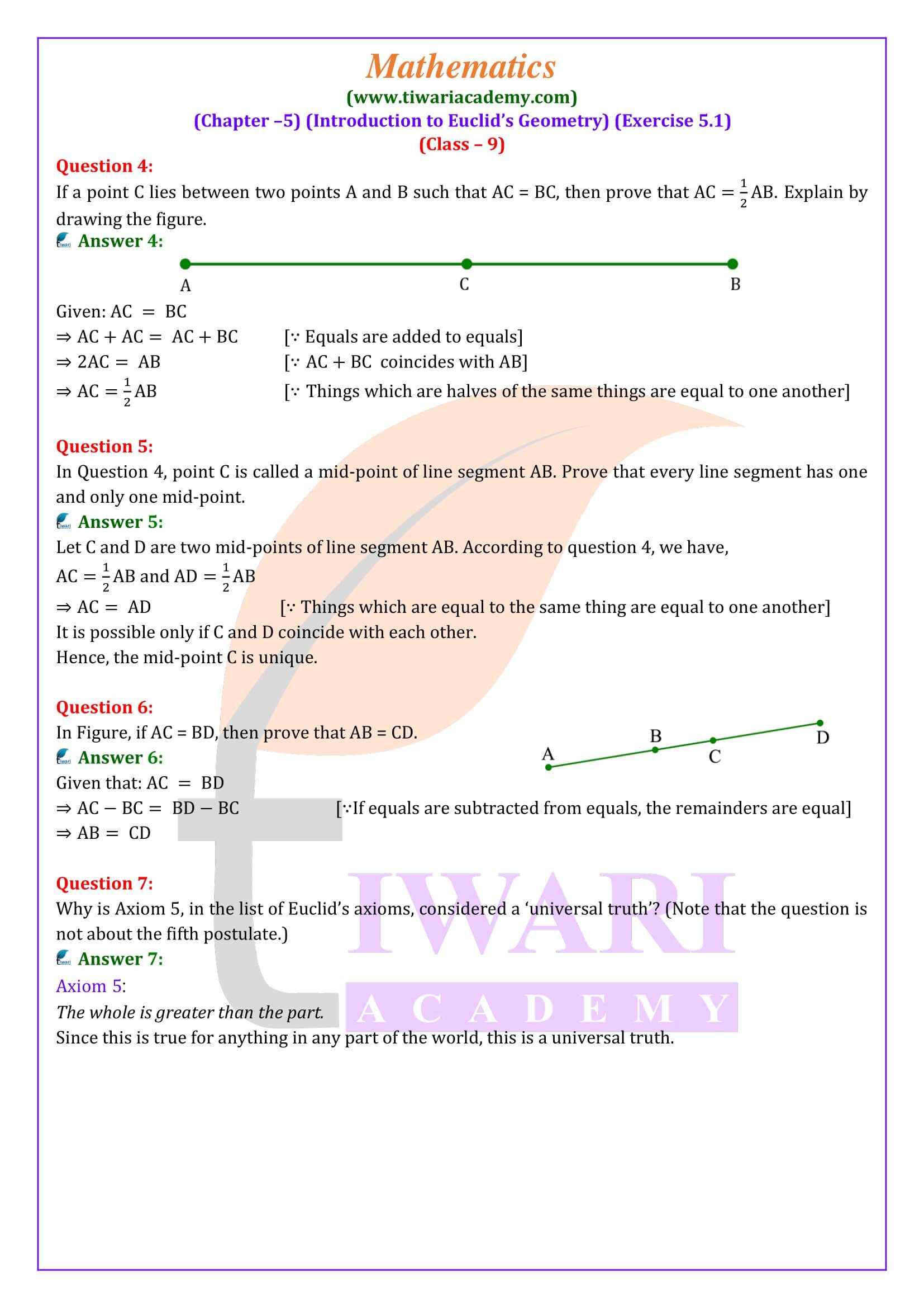 9th Maths ex. 5.1