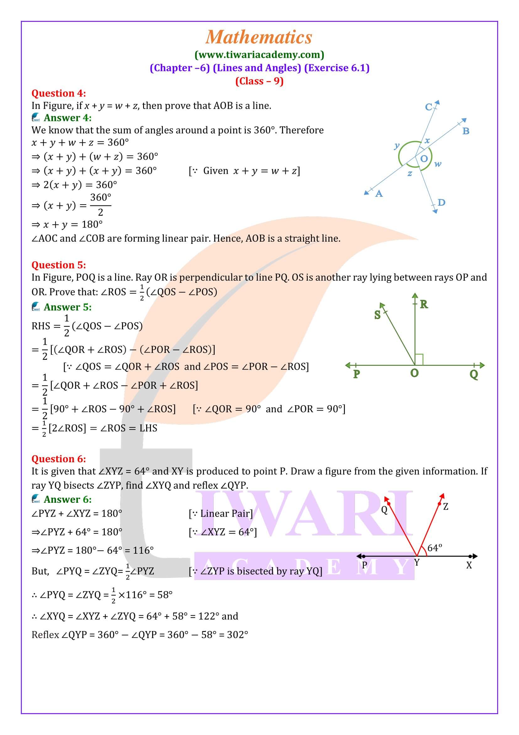 9th Maths ex. 6.1