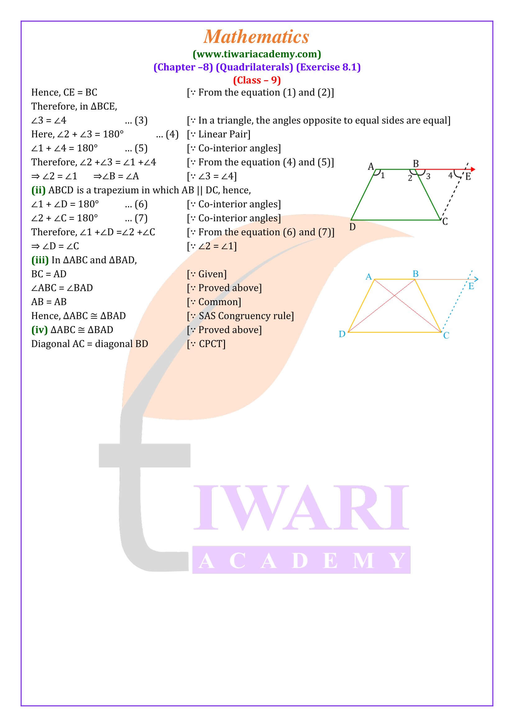 Class 9 Maths Exercise 8.1 solutions updated for new session
