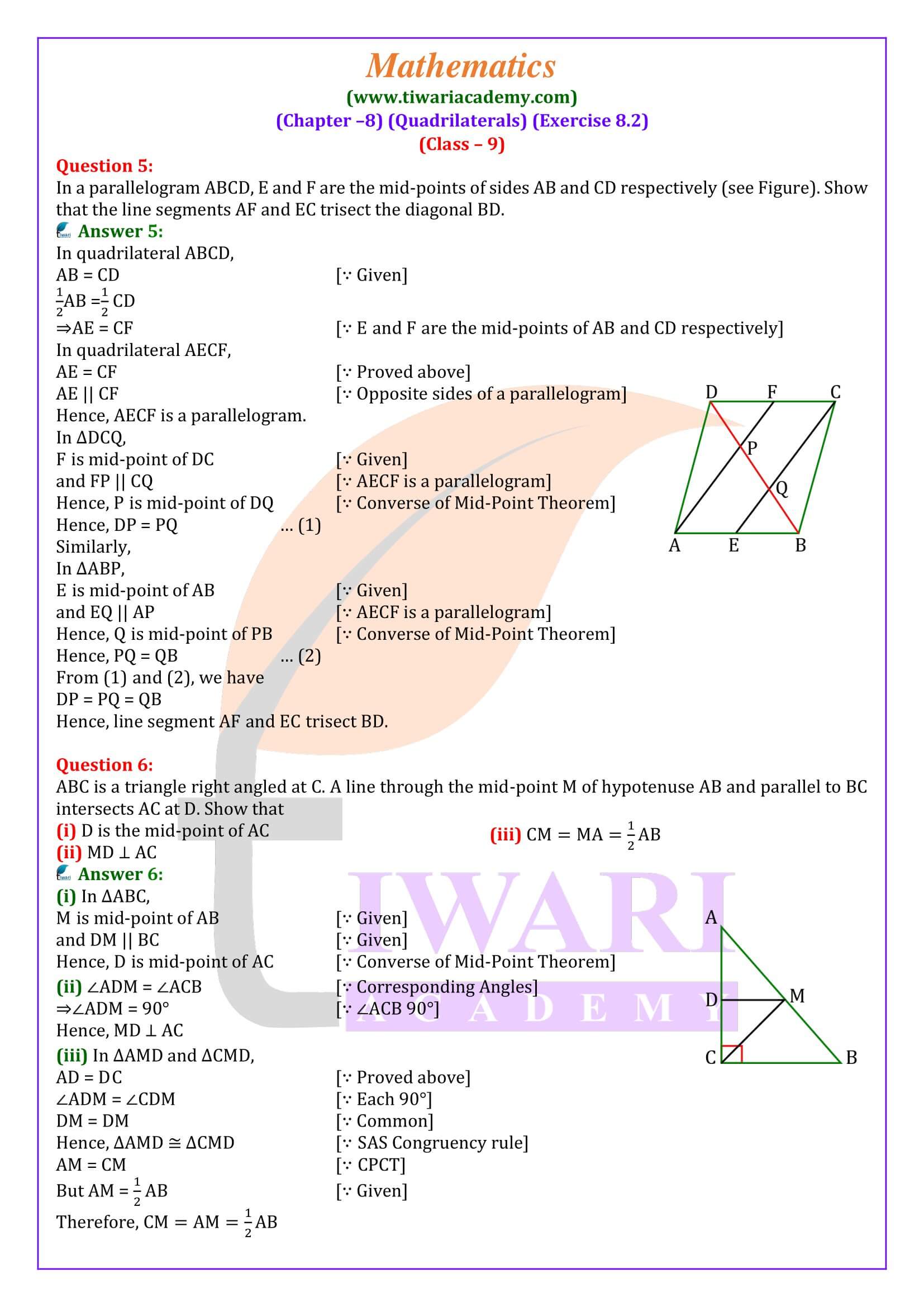 NCERT Solutions for Class 9 Maths Exercise 8.2