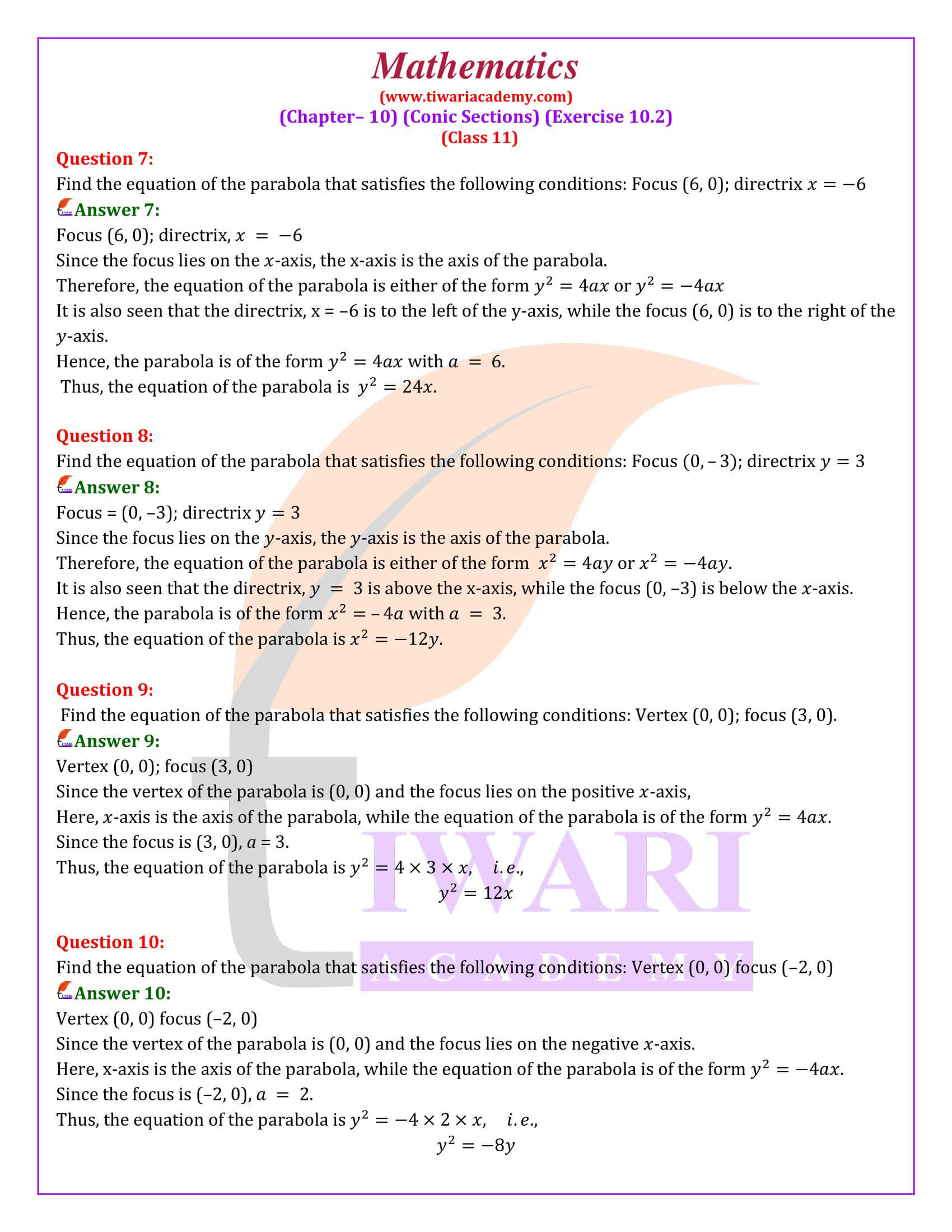 NCERT Solutions for Class 11 Maths Chapter 10.2