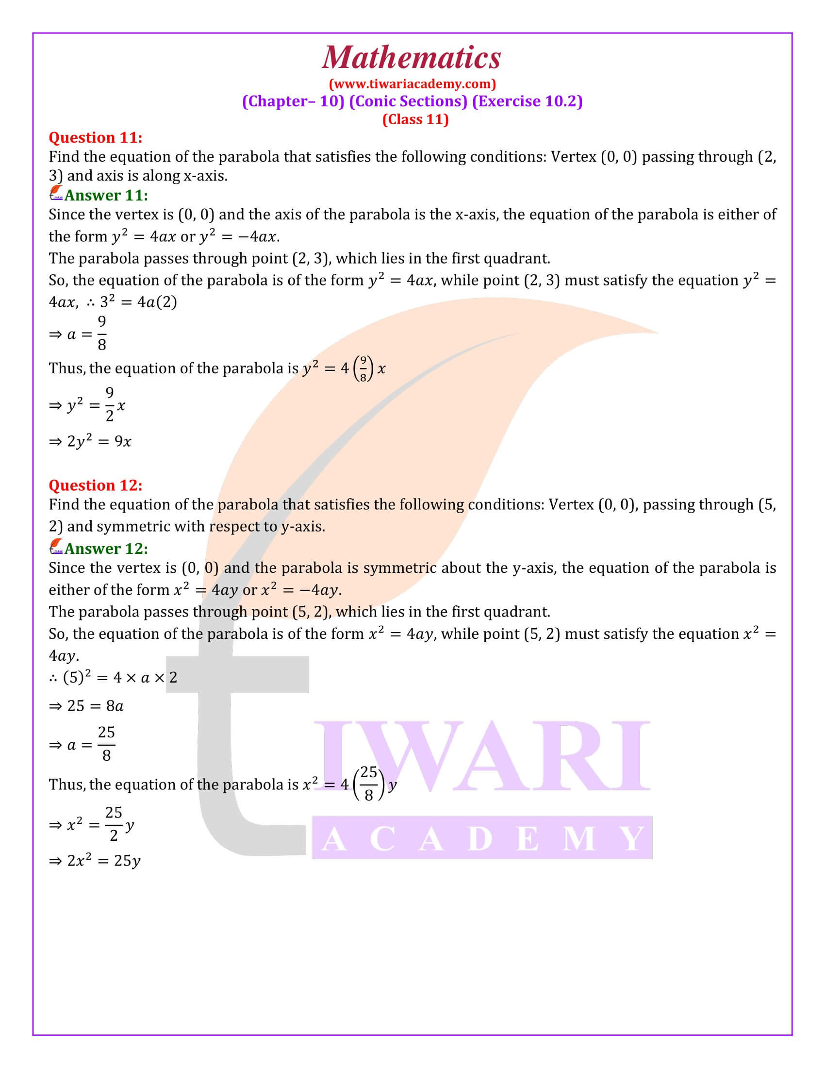 11th maths ex. 10.2