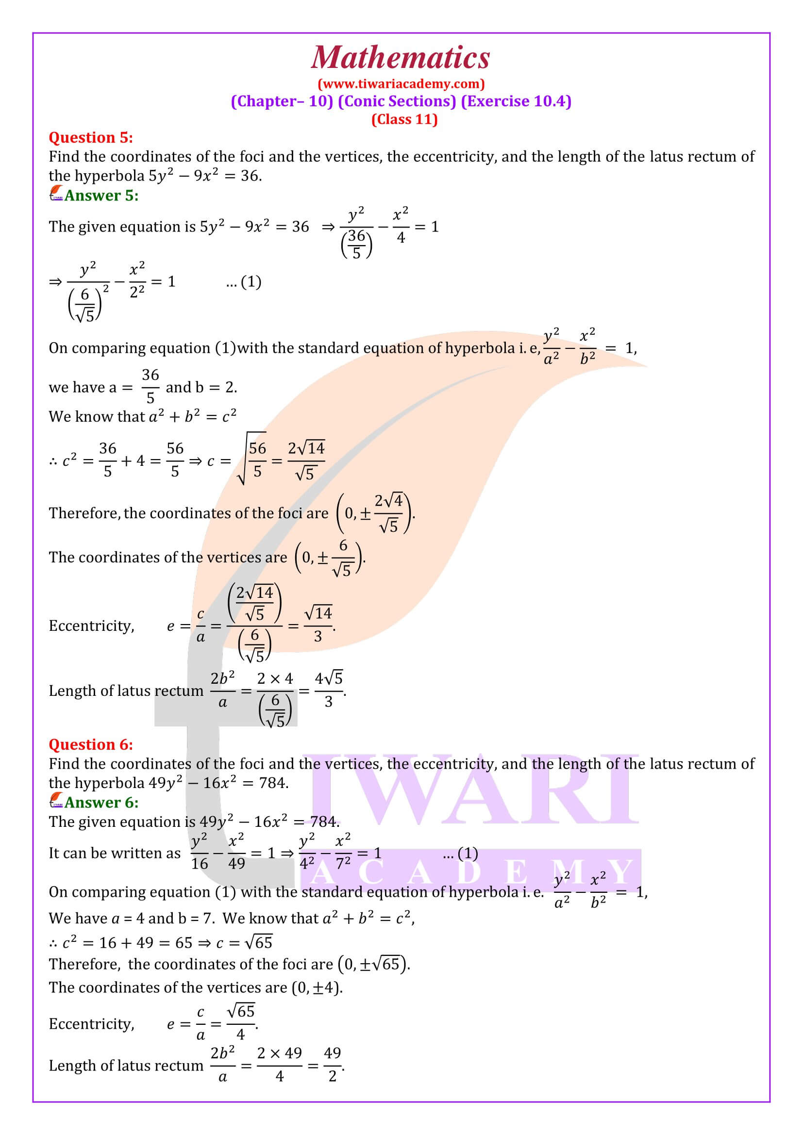 Class 11 Maths Chapter 10 Exercise 10.4