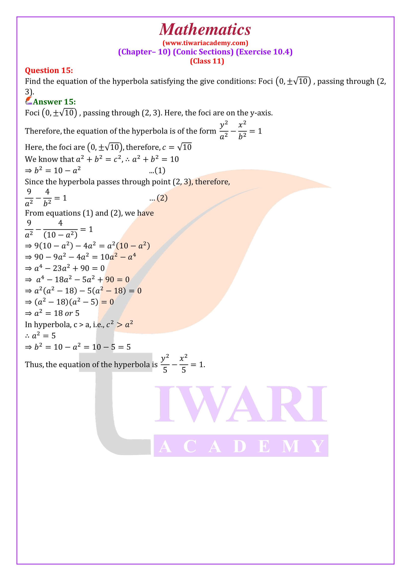 11th Maths ex. 10.4