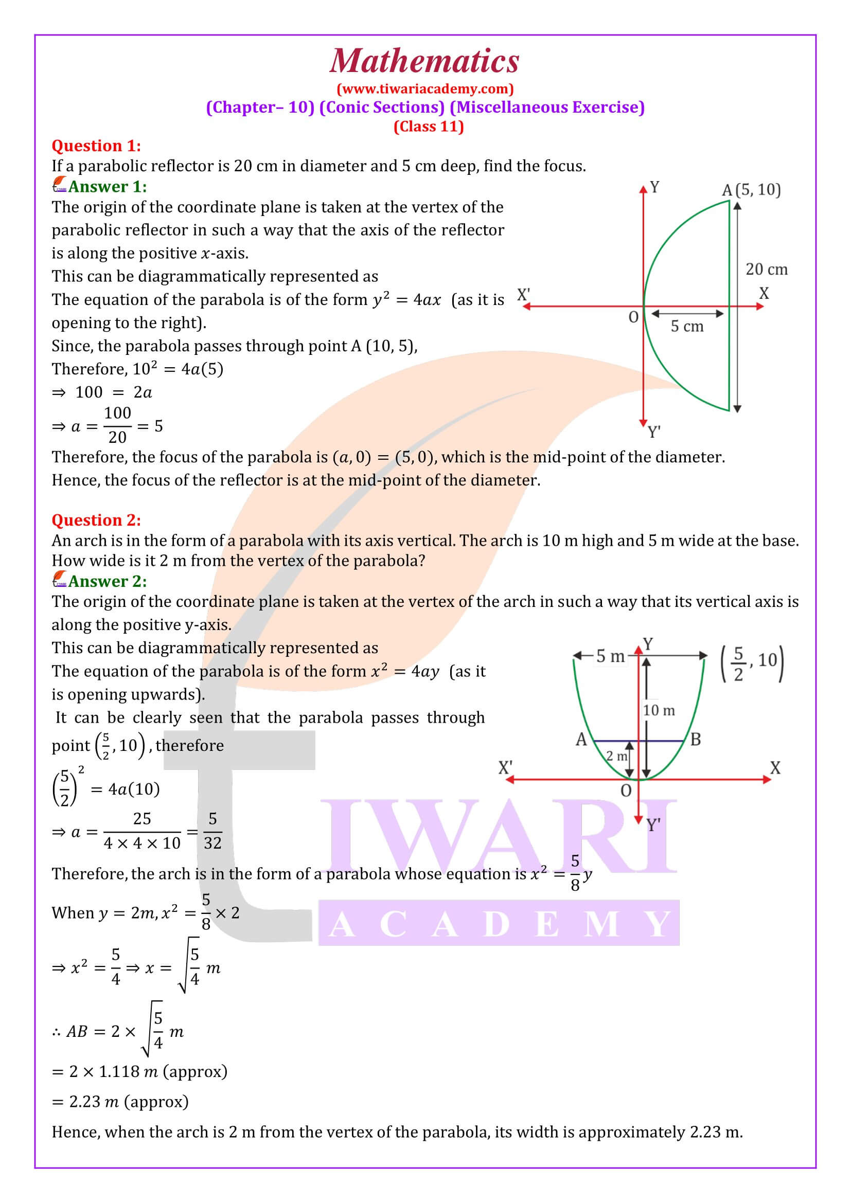 NCERT Solutions Class 11 Maths Chapter 10 Miscellaneous Exercise in English Medium