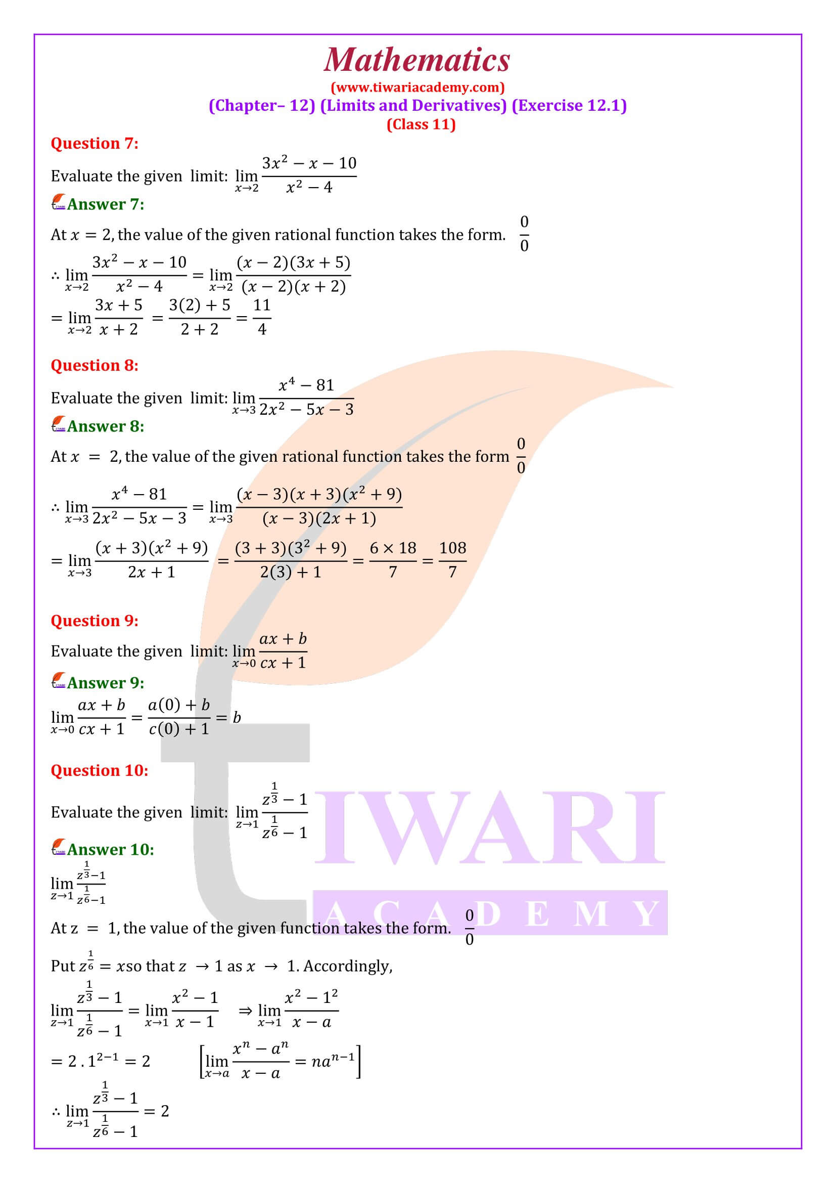 NCERT Solutions for Class 11 Maths Chapter 12 Exercise 12.1 updated for new session