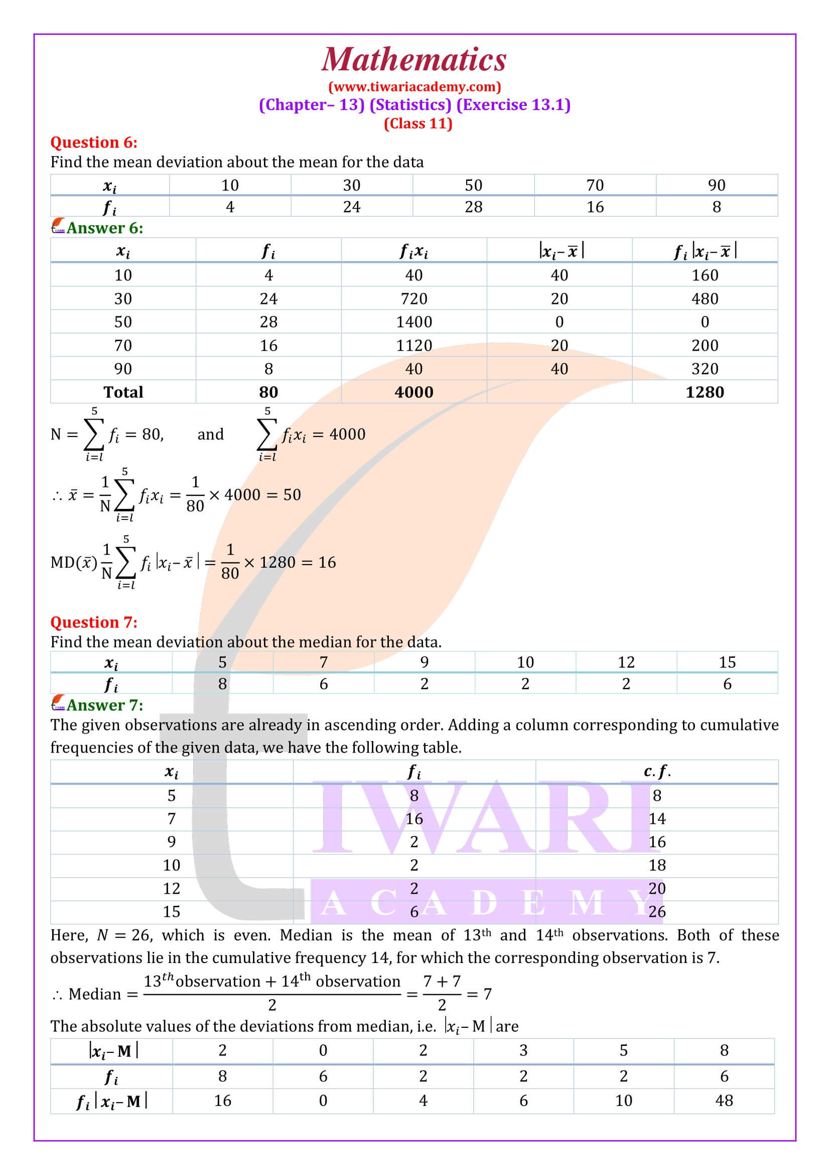 Class 11 Maths Chapter 13 Exercise 13.1