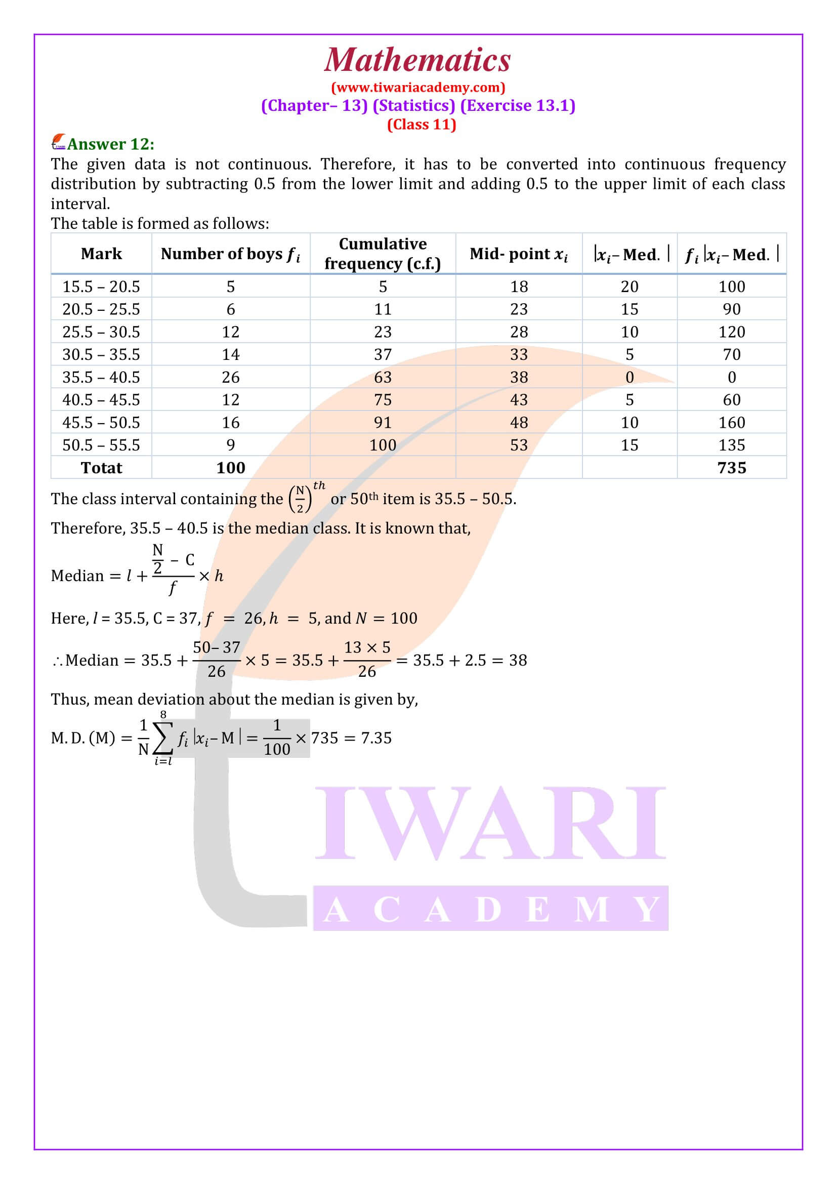 Class 11 Maths Chapter 13.1