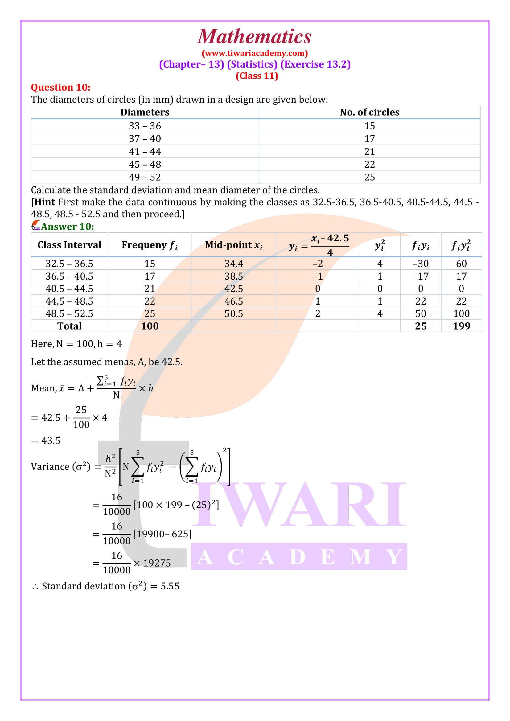 Class 11 Maths Chapter 13 Exercise 13.2 English Medium solutions