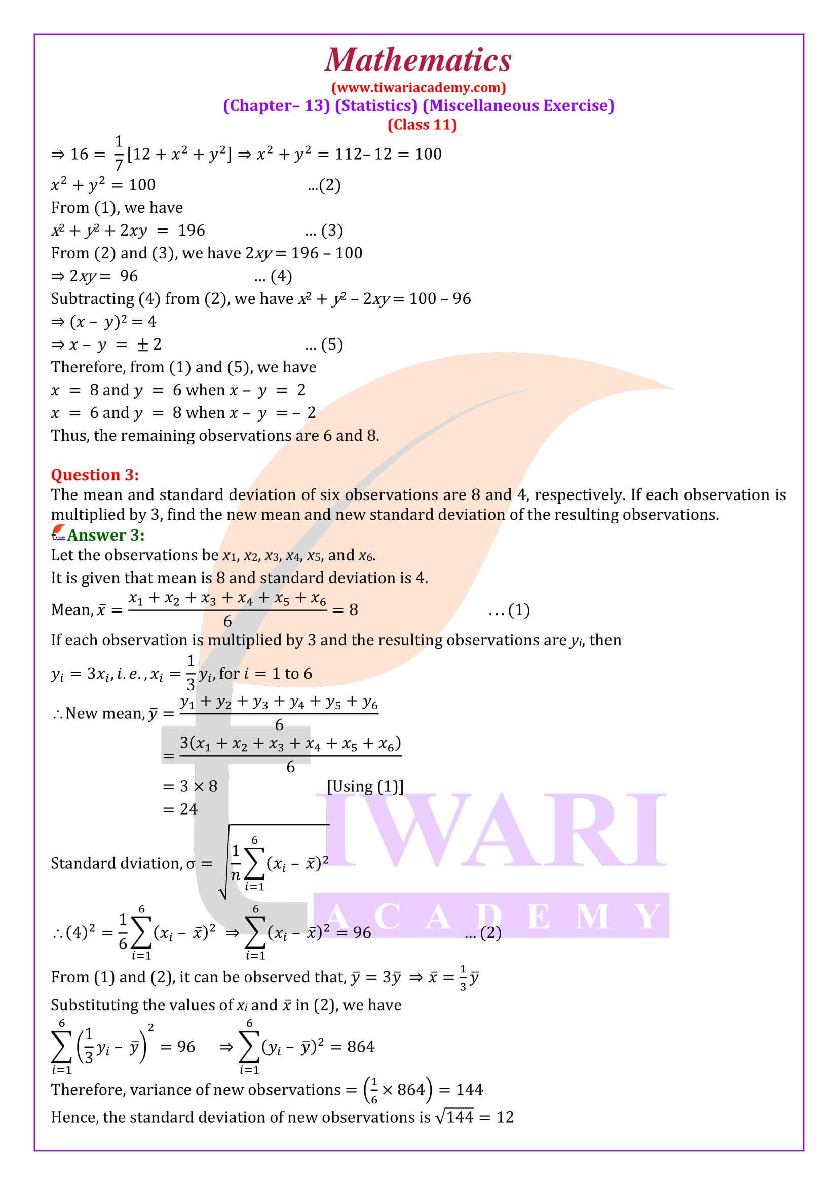 NCERT Solutions Class 11 Maths Chapter 13 Miscellaneous Exercise revised and updated