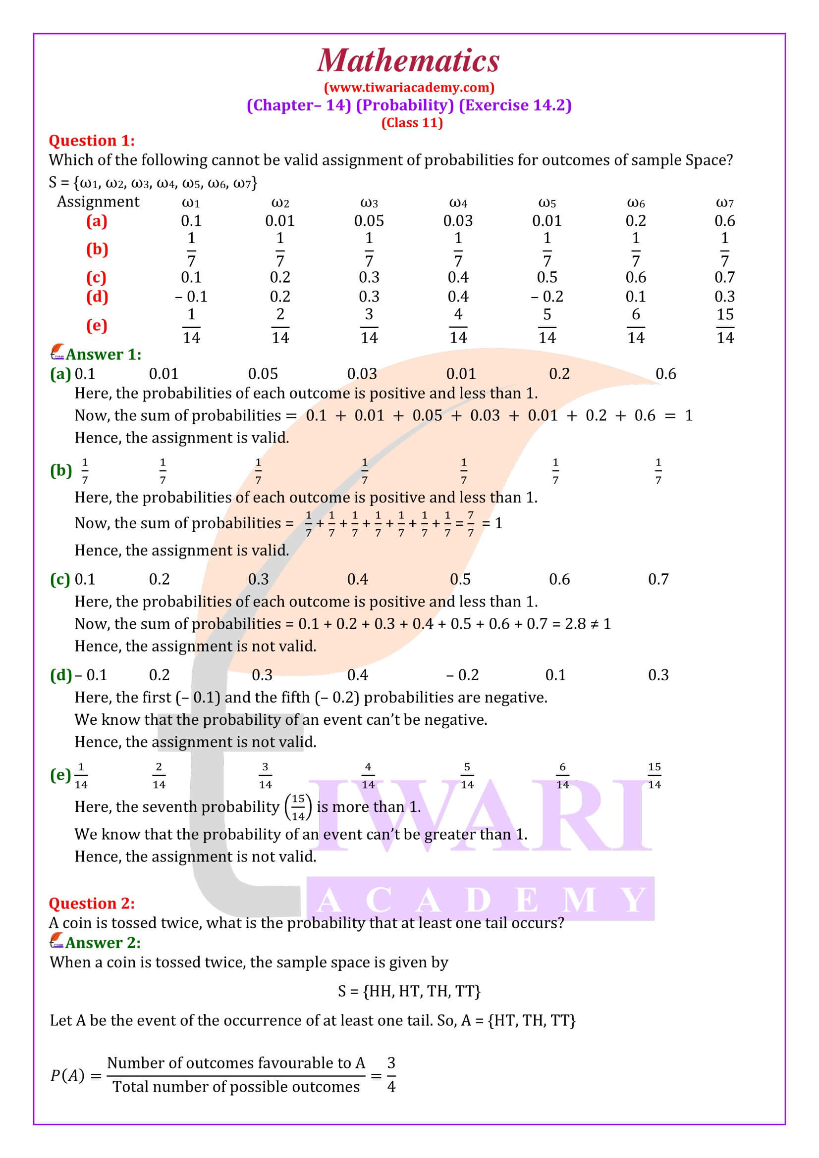 NCERT Solutions for Class 11 Maths Chapter 14 Exercise 14.2 in English Medium