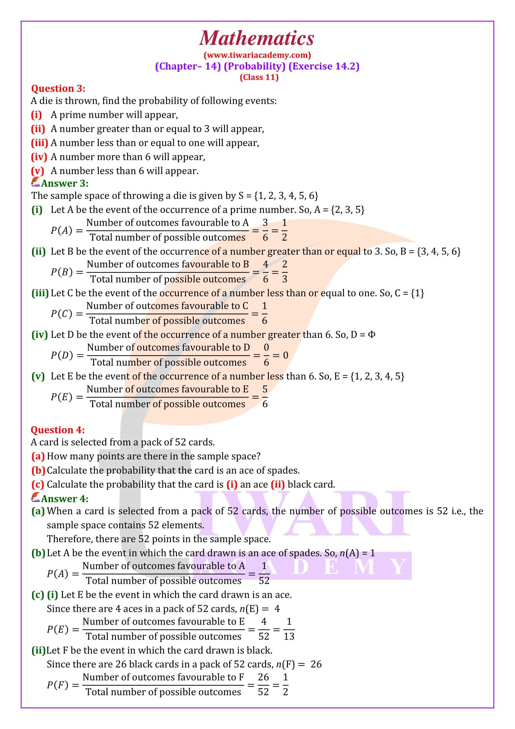 NCERT Solutions for Class 11 Maths Chapter 14 Exercise 14.2 revised for new session