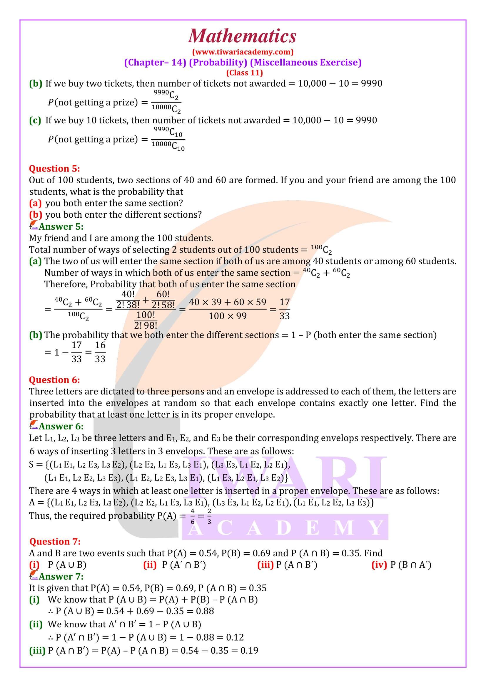 Class 11 Maths Chapter 14 Miscellaneous Exercise