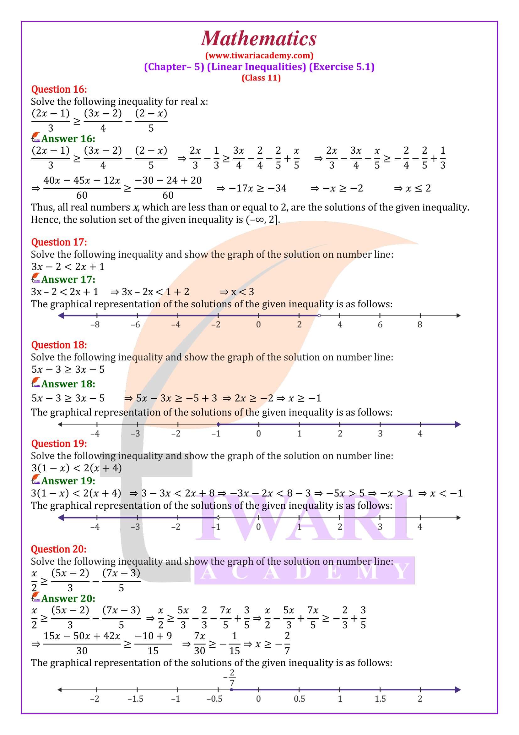 NCERT Solutions for Class 11 Maths Ex. 5.1