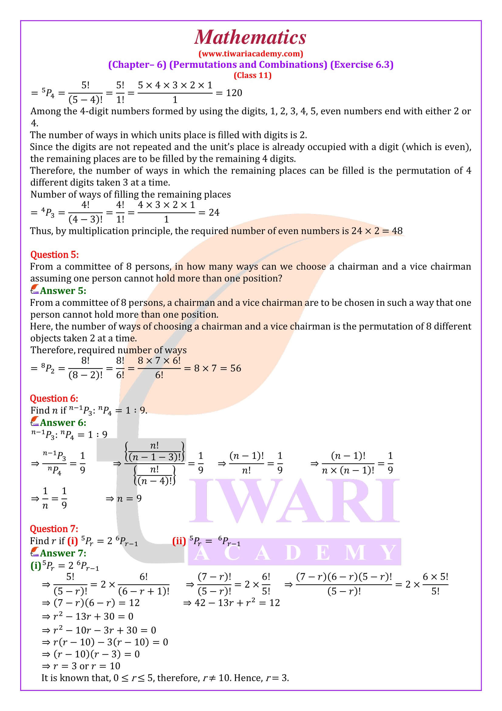 NCERT Solutions for Class 11 Maths Chapter 6.3