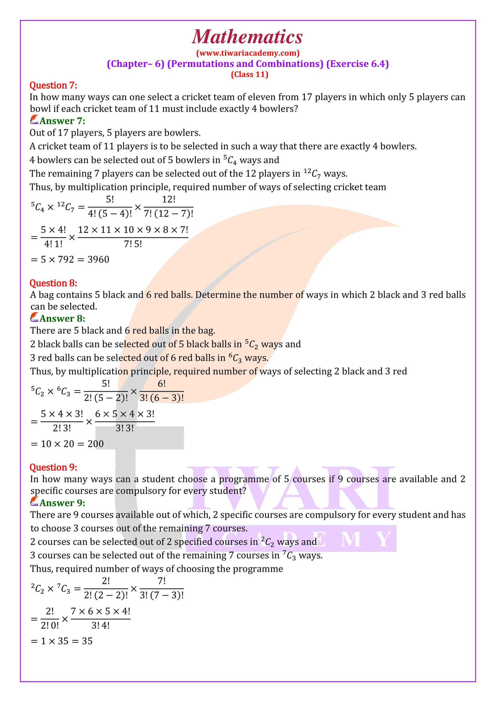 Class 11 Maths Chapter 6 Exercise 6.4