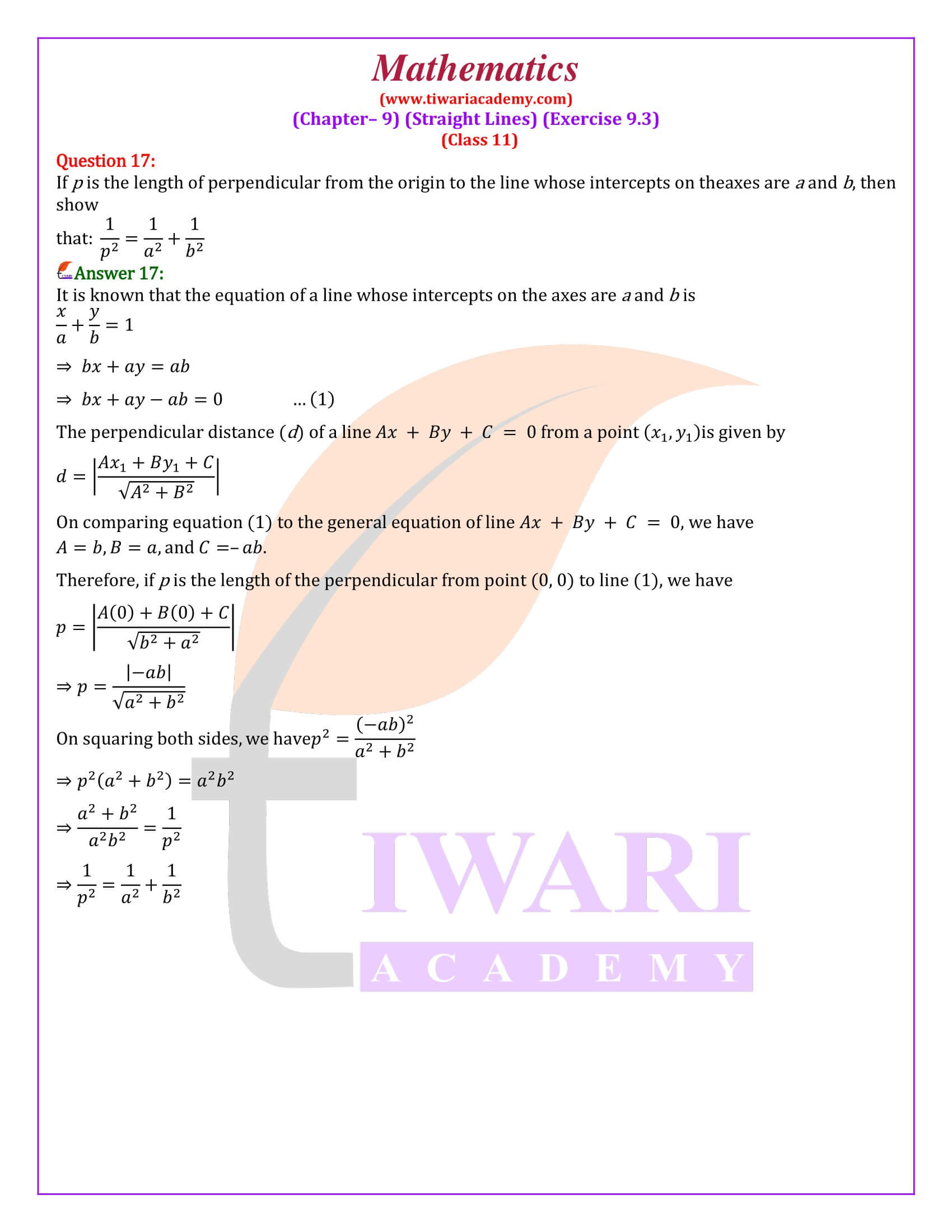 Ex. 9.3 of class 11 maths