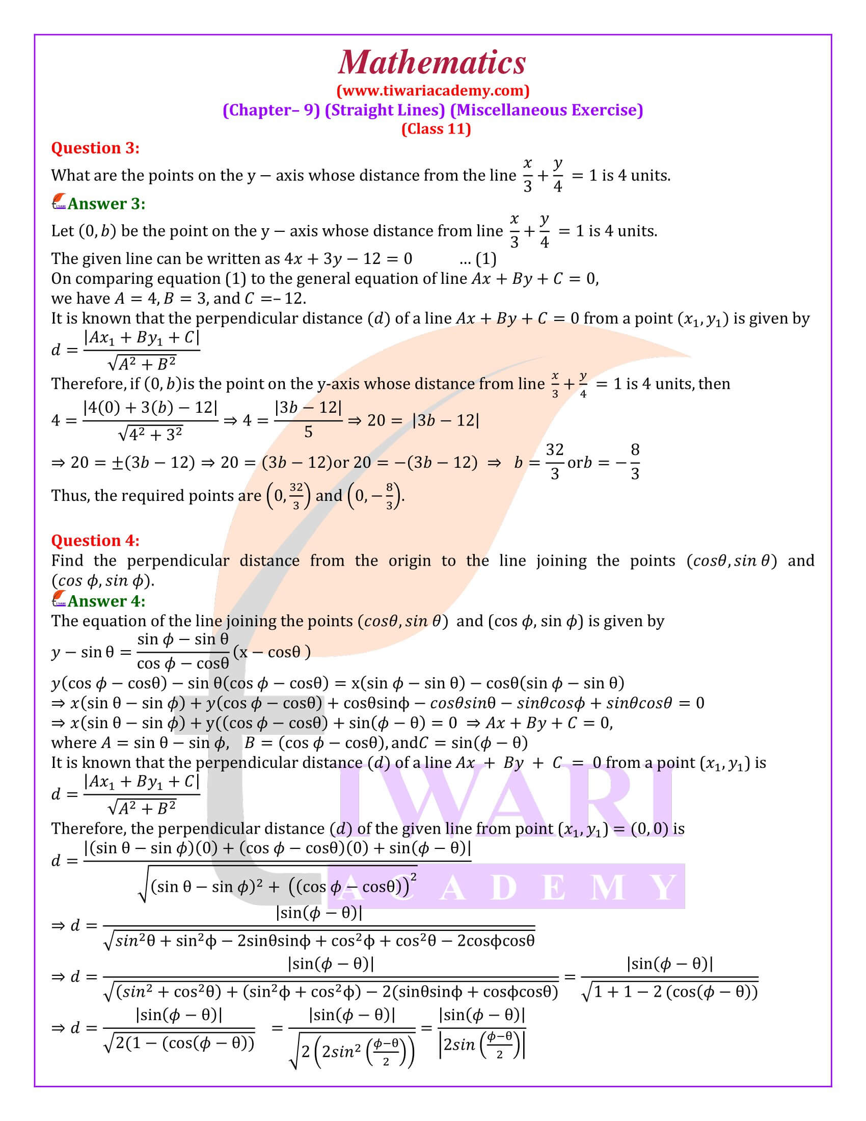 Miscellaneous ex. 9 of 11th mathematics