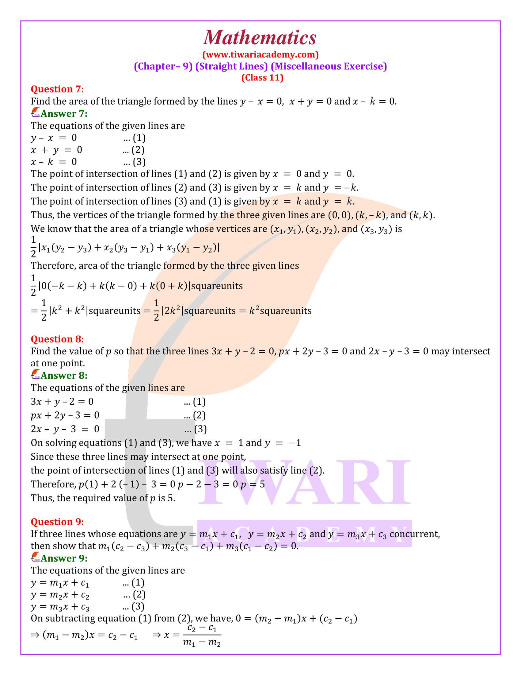 NCERT Solutions Class 11 Maths Chapter 9 Miscellaneous Exercise updated for new session
