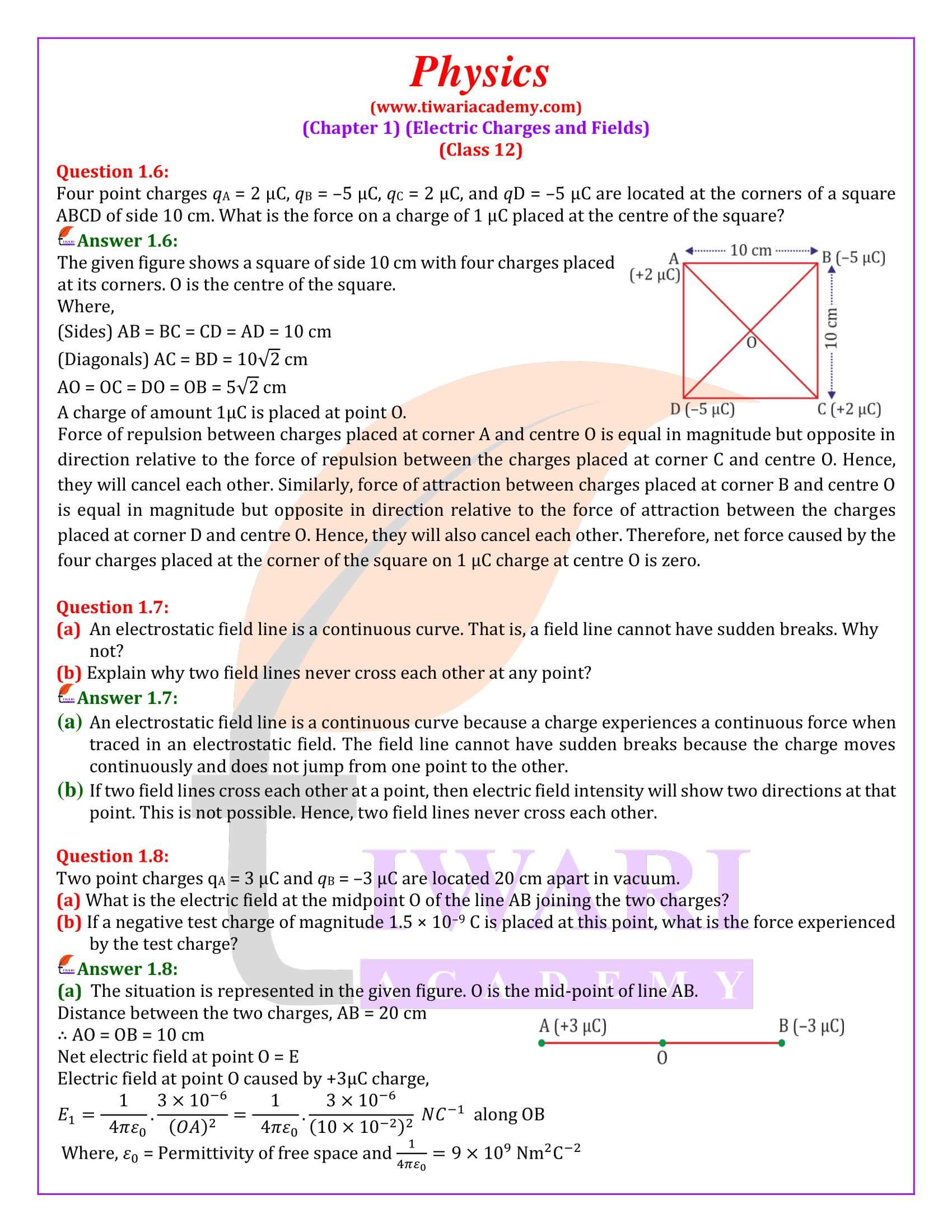 NCERT Solutions for Class 12 Physics Chapter 1