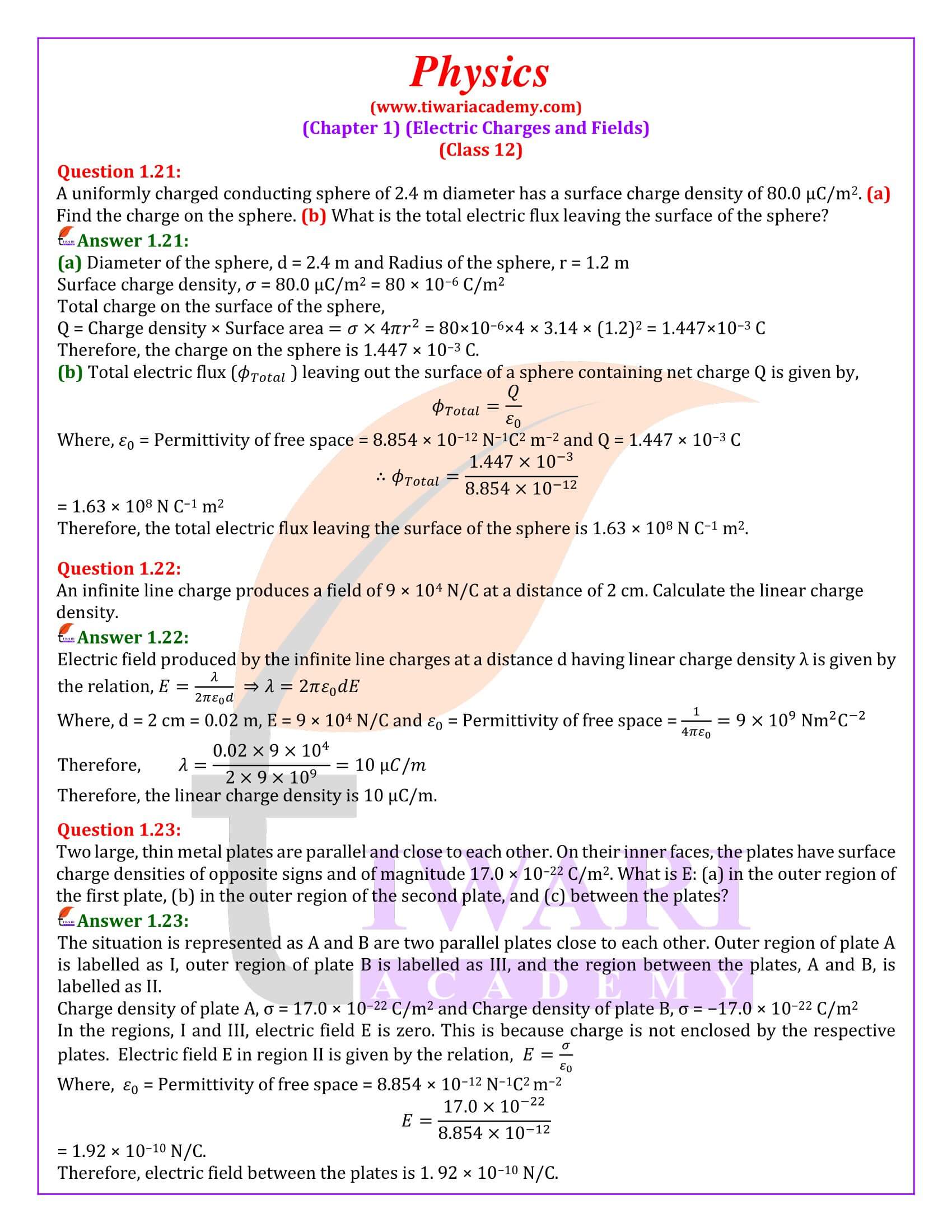 Class 12 Physics Chapter 1 in english medium