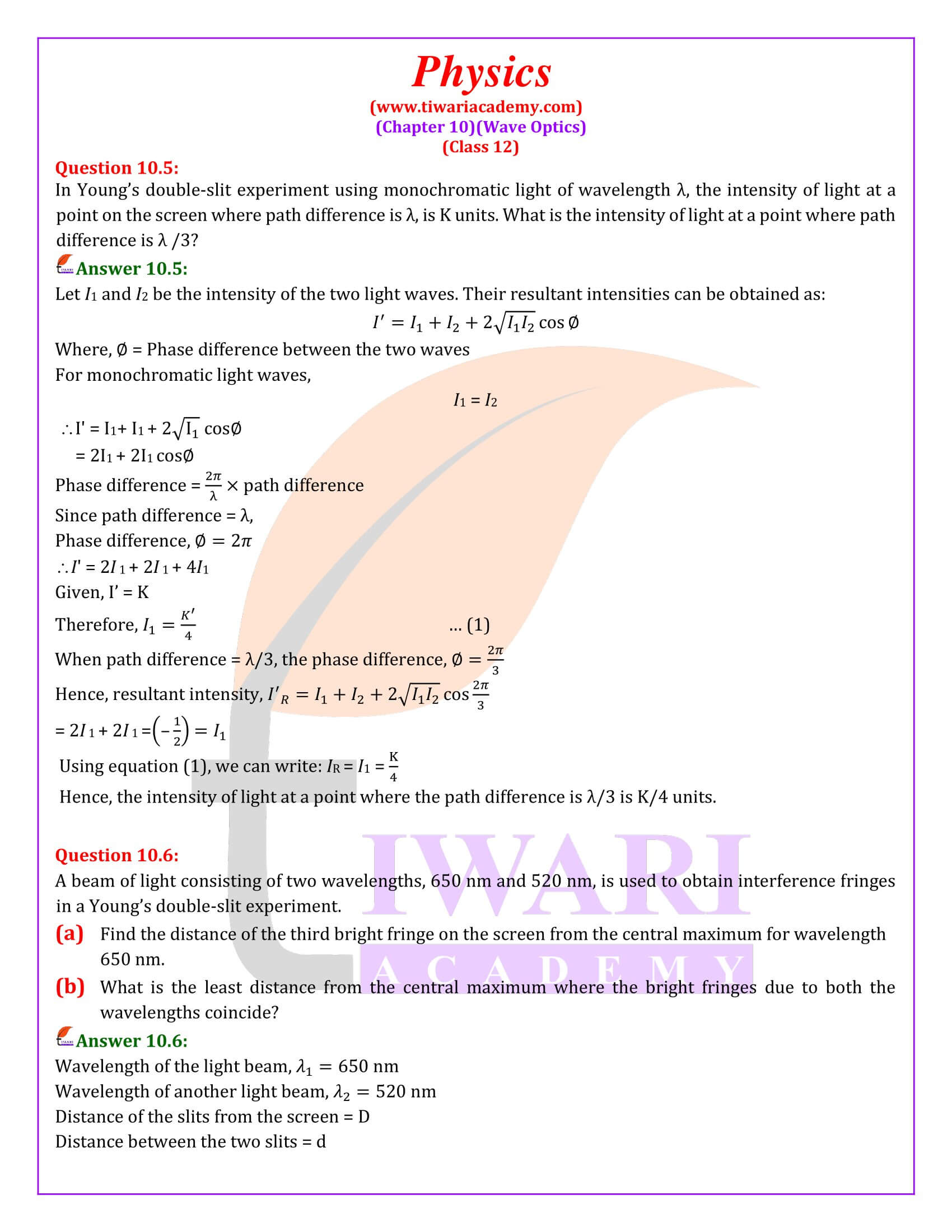 NCERT Solutions for Class 12 Physics Chapter 10 in English Medium