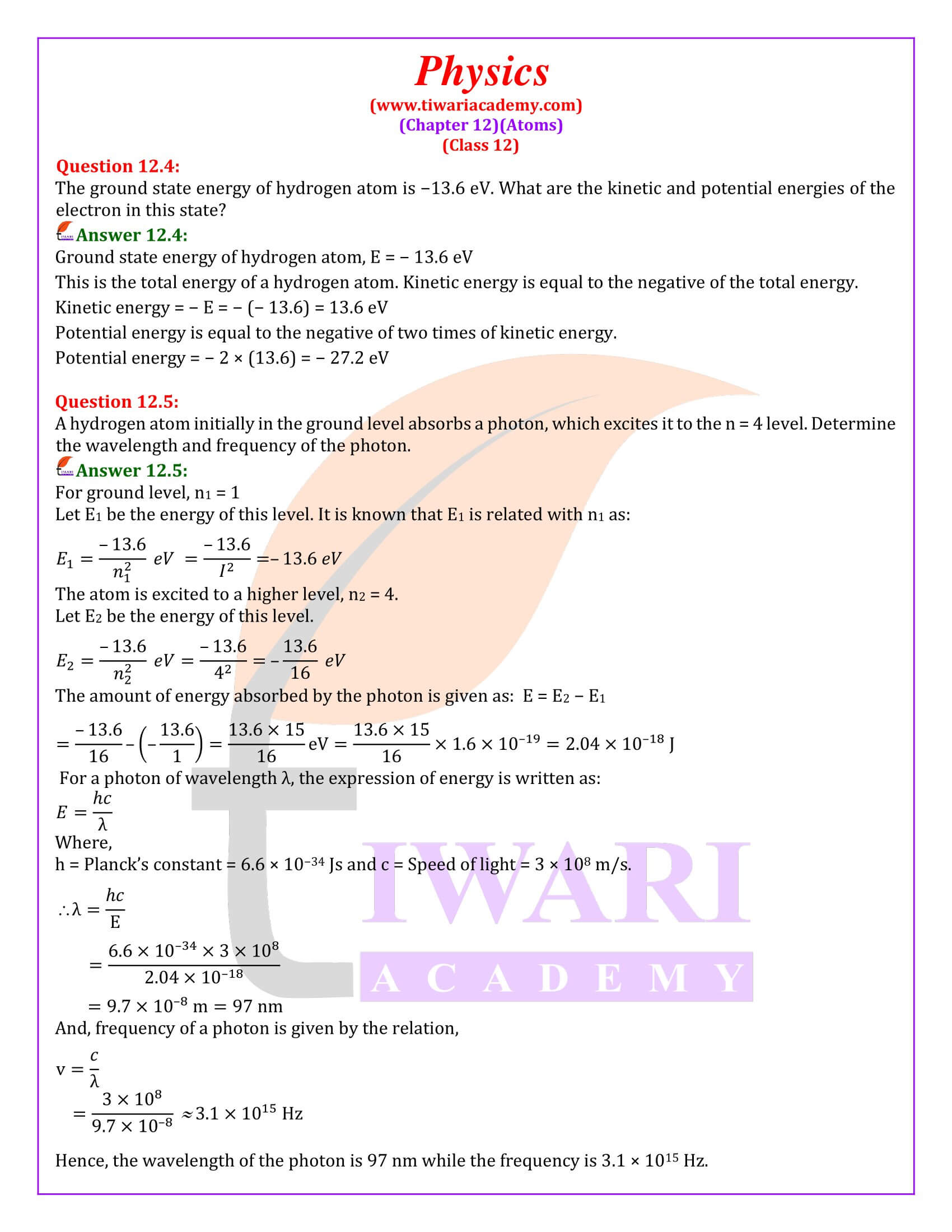 NCERT Solutions for Class 12 Physics Chapter 12