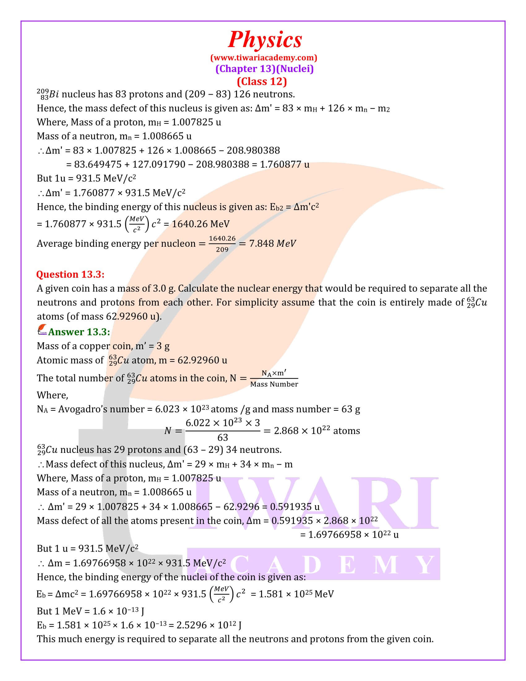 NCERT Solutions for Class 12 Physics Chapter 13