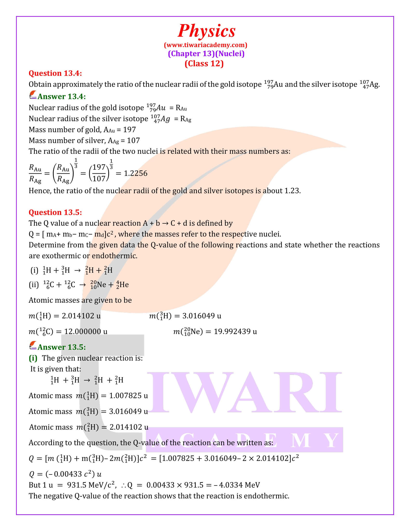 NCERT Solutions for Class 12 Physics Chapter 13 in English Medium
