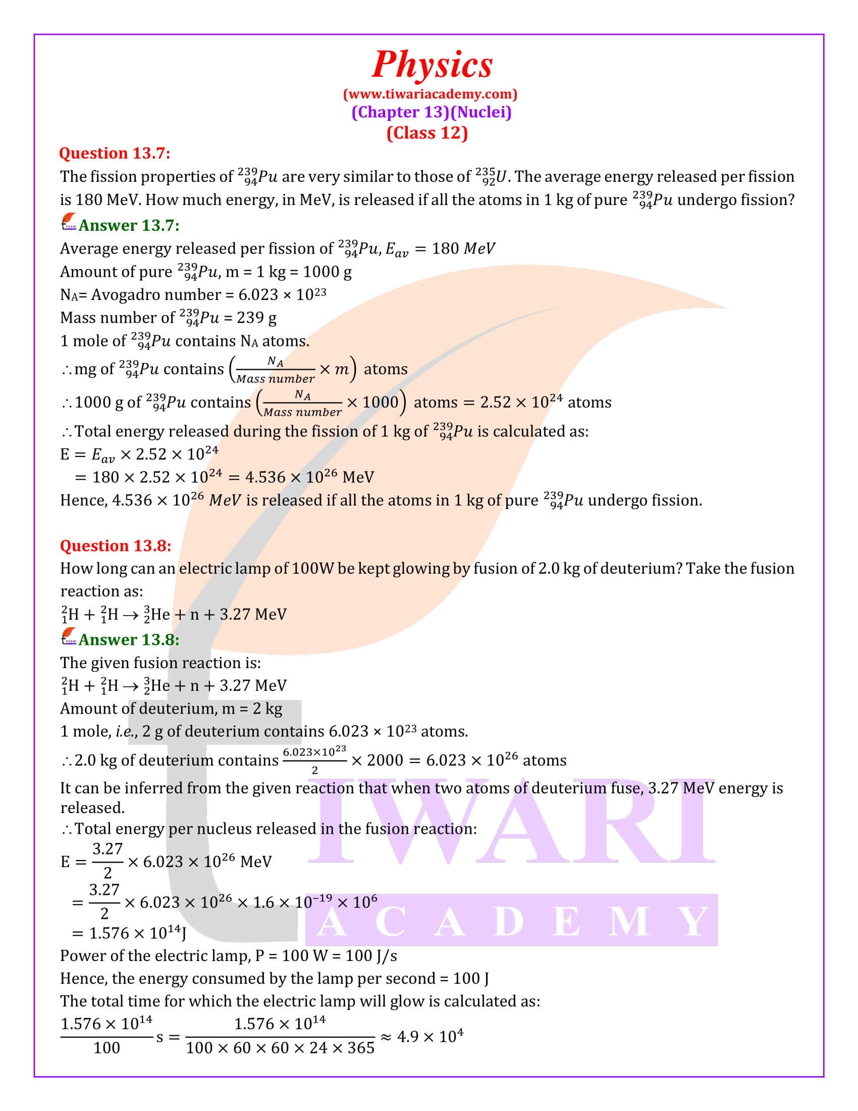 Class 12 Physics Chapter 13