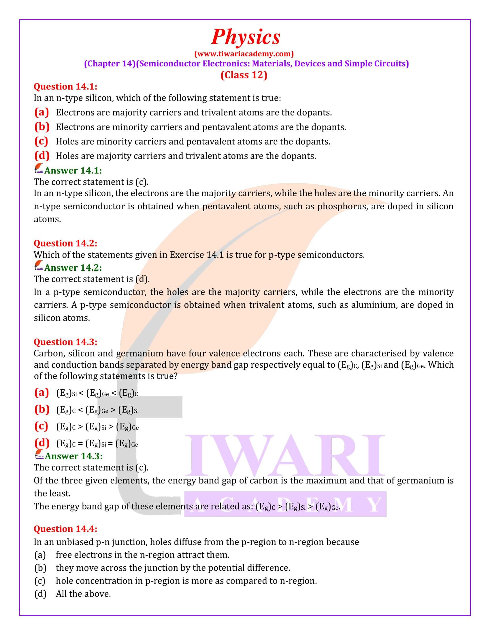 Class 12 Physics Chapter 14 Semiconductor Electronics Materials