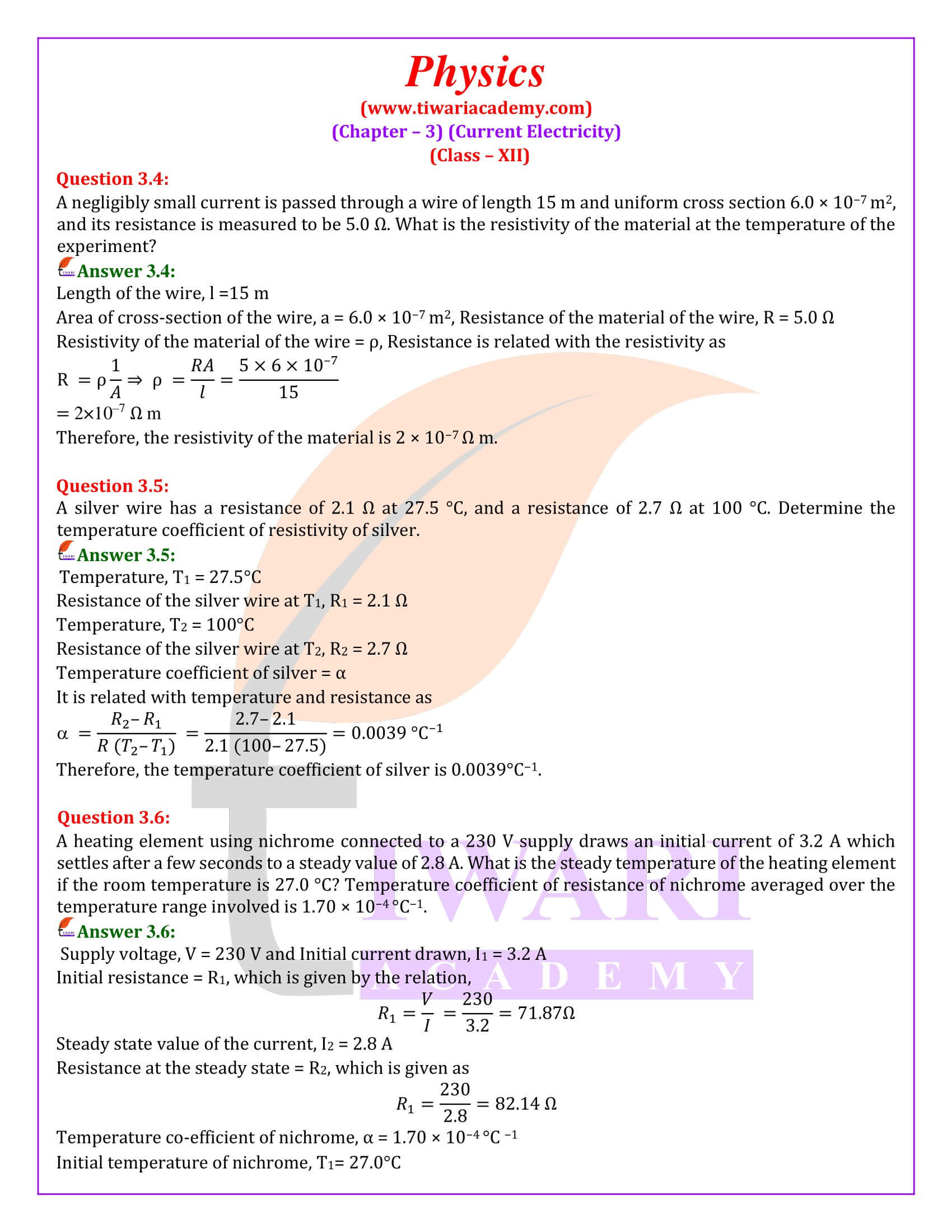 NCERT Solutions for Class 12 Physics Chapter 3