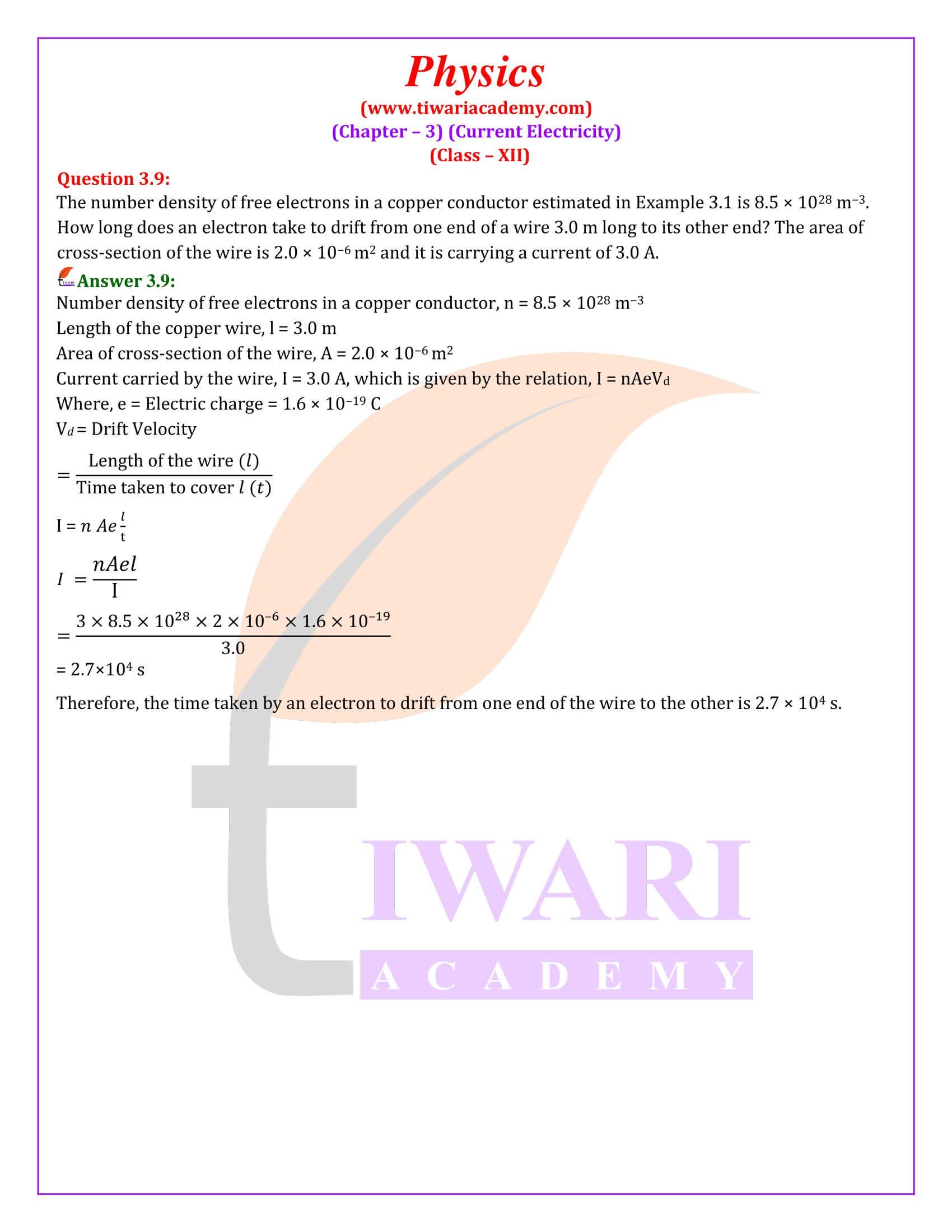 Class 12 Physics Chapter 3 Question Answers