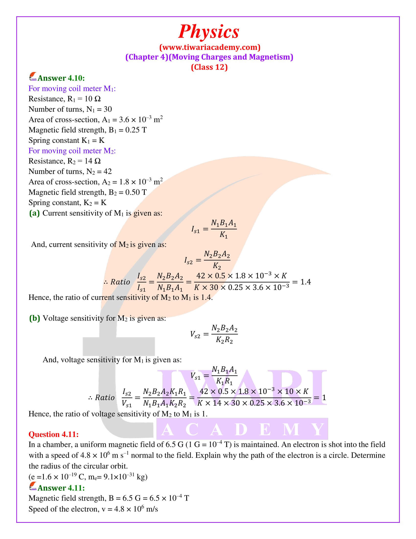 Class 12 Physics Chapter 4