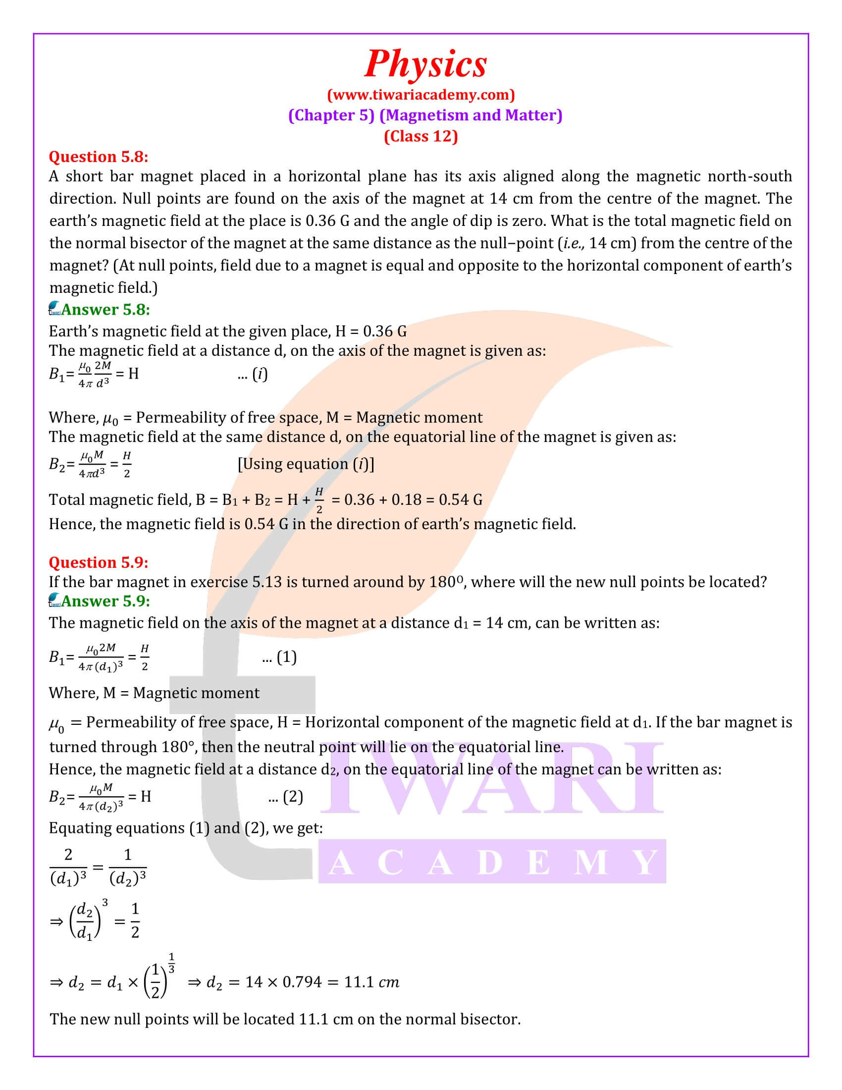 Class 12 Physics Chapter 5