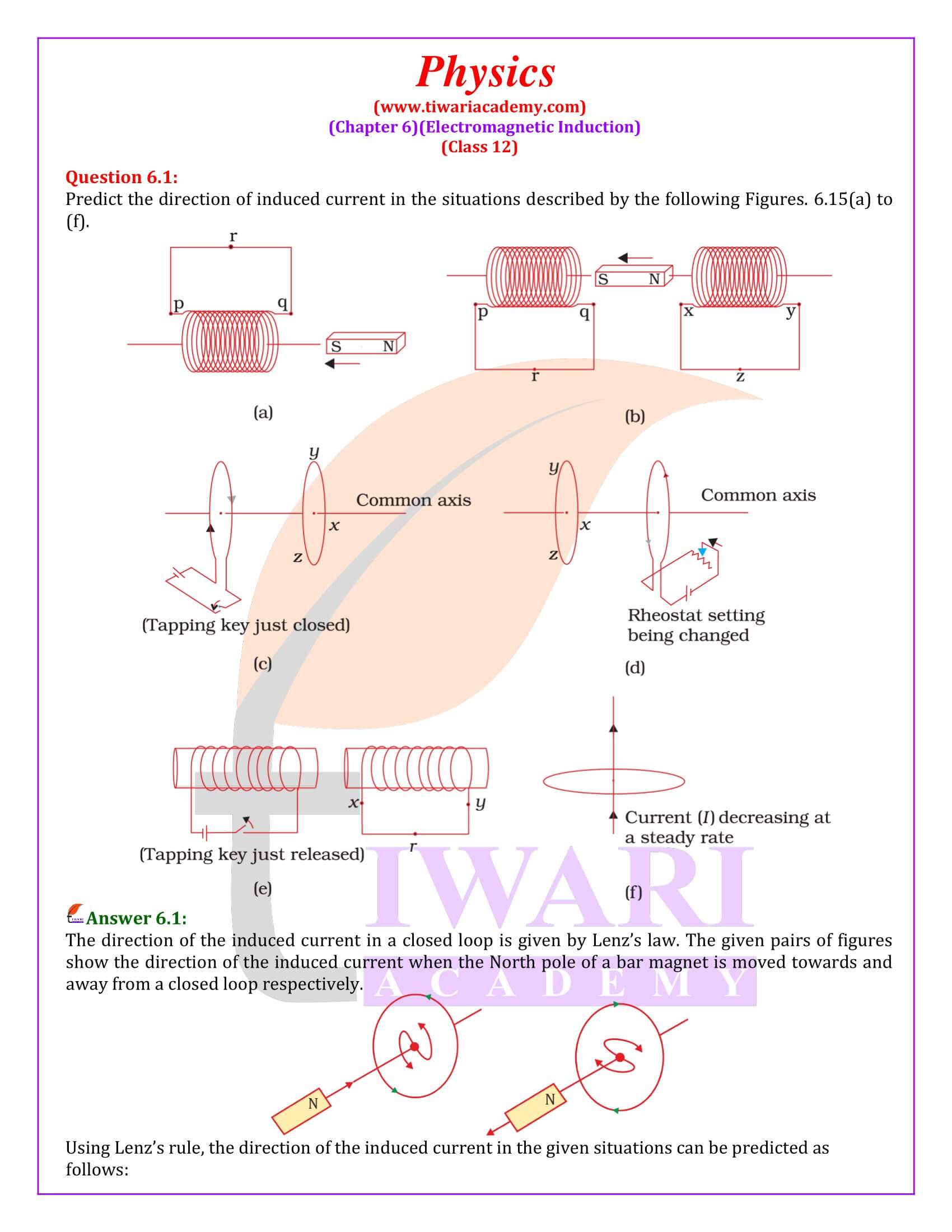 Class 12 Physics Chapter 6 Electromagnetic Induction