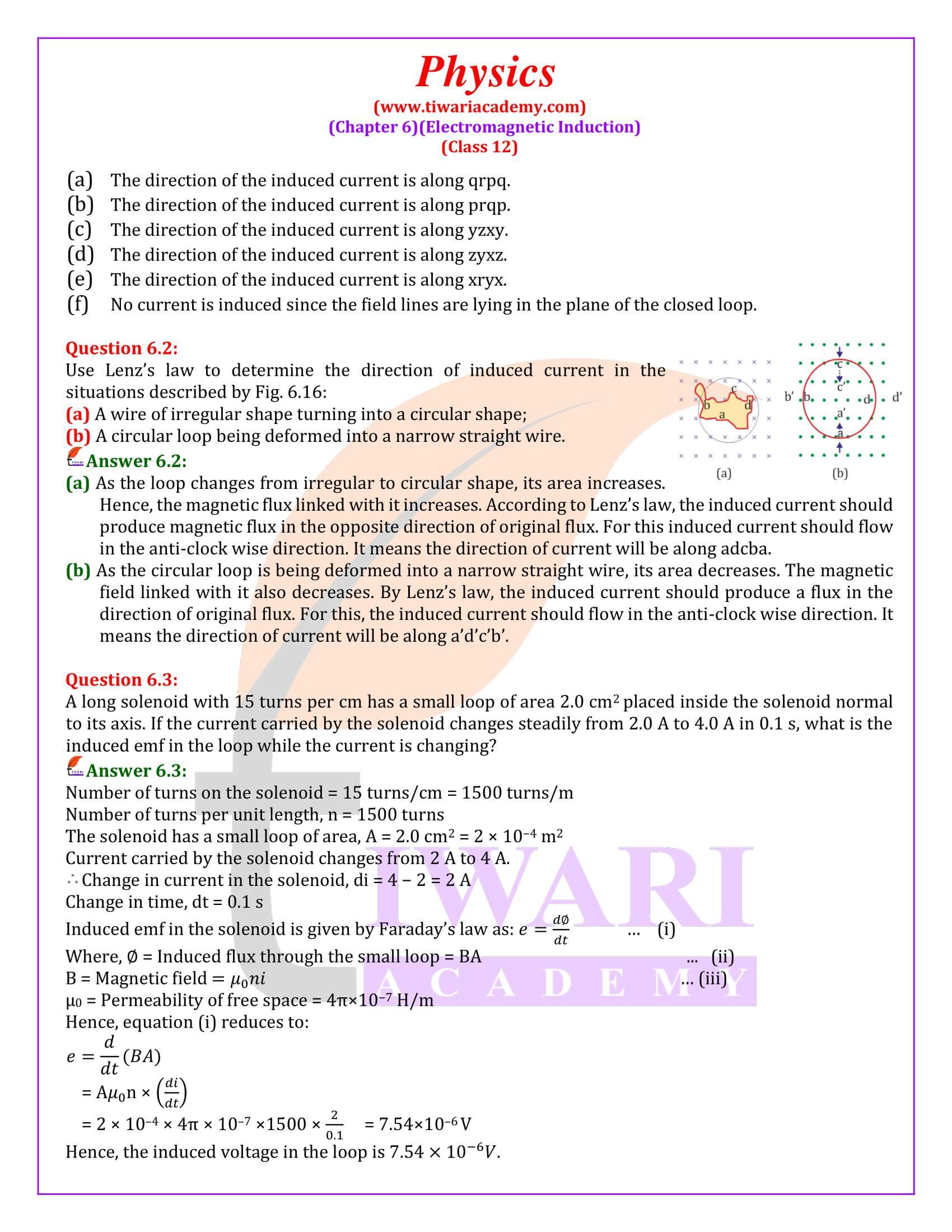 NCERT Solutions for Class 12 Physics Chapter 6