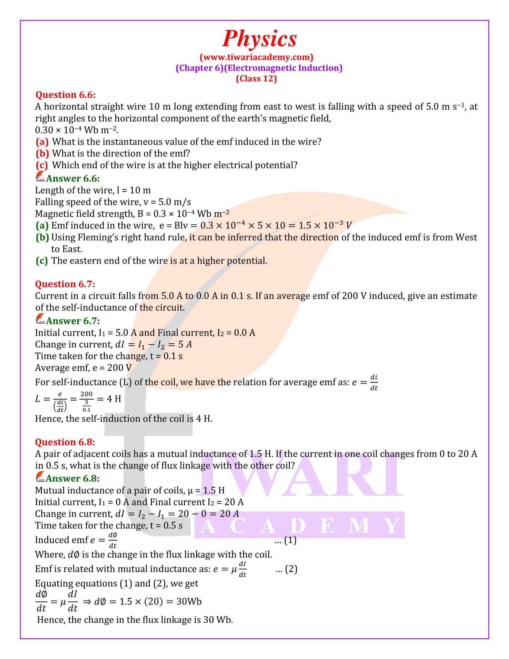 NCERT Solutions for Class 12 Physics Chapter 6 for new session