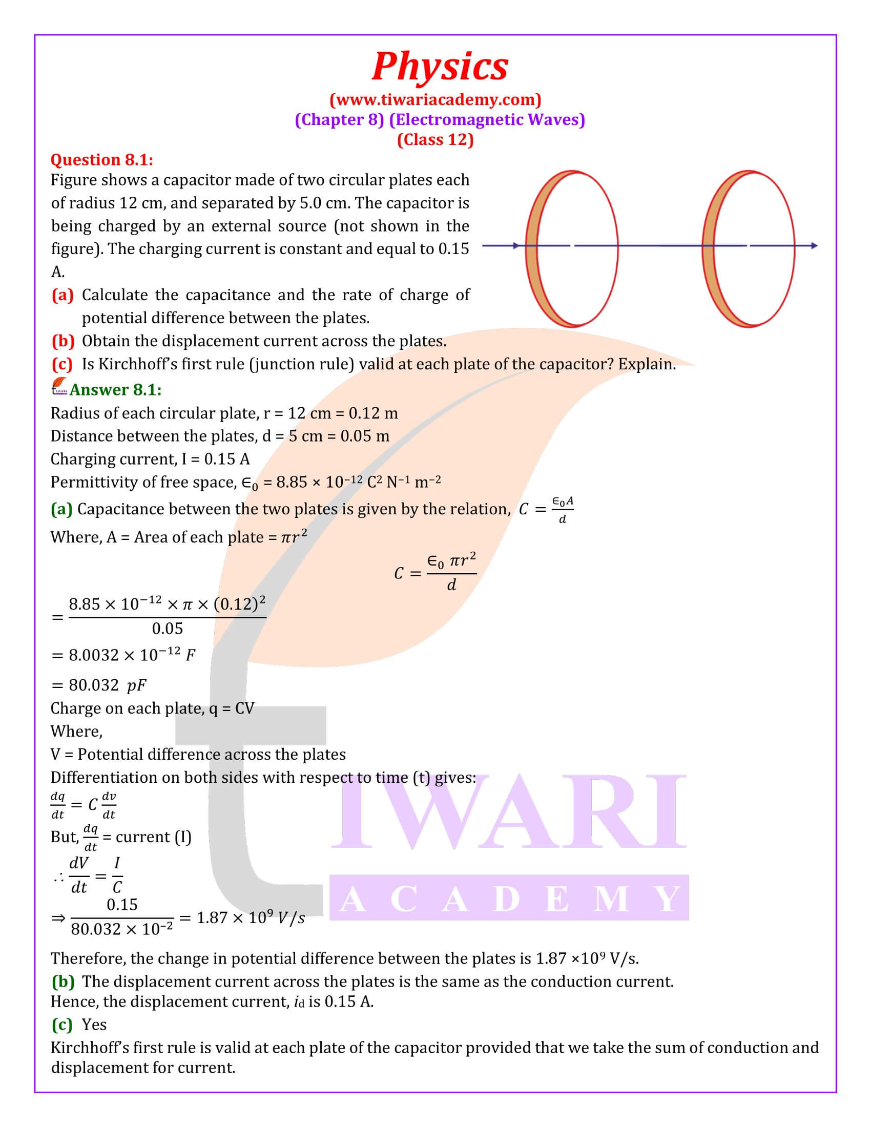 Class 12 Physics Chapter 8 Electromagnetic Waves