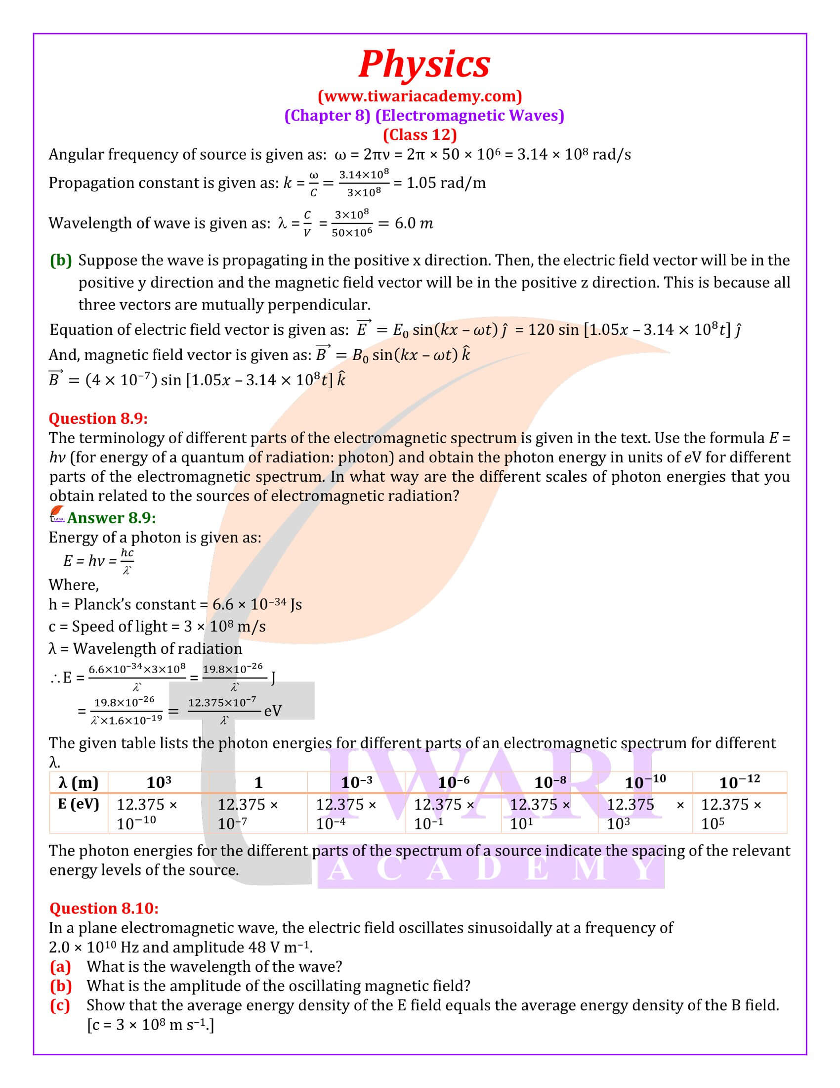 Class 12 Physics Chapter 8