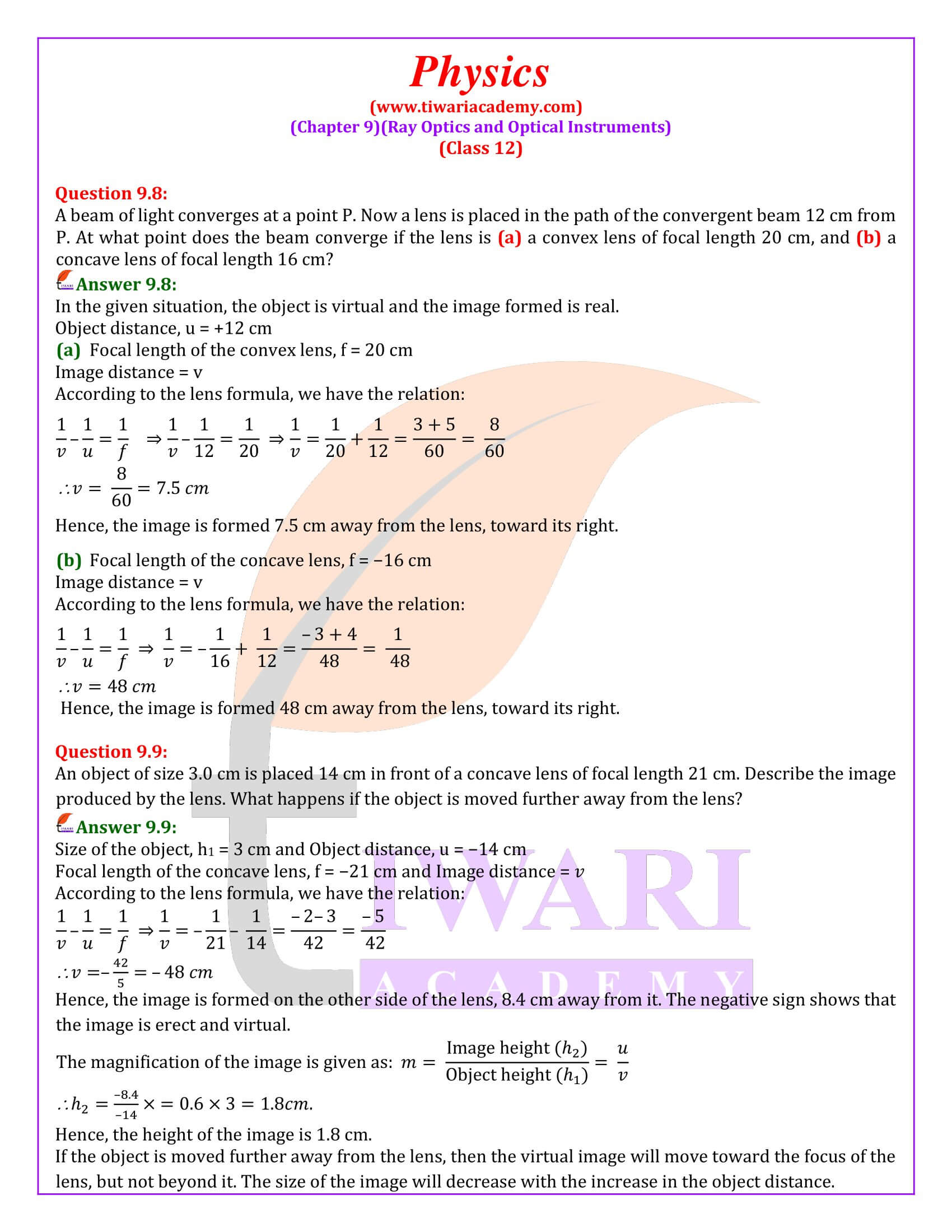 NCERT Solutions for Class 12 Physics Chapter 9 revised for new session