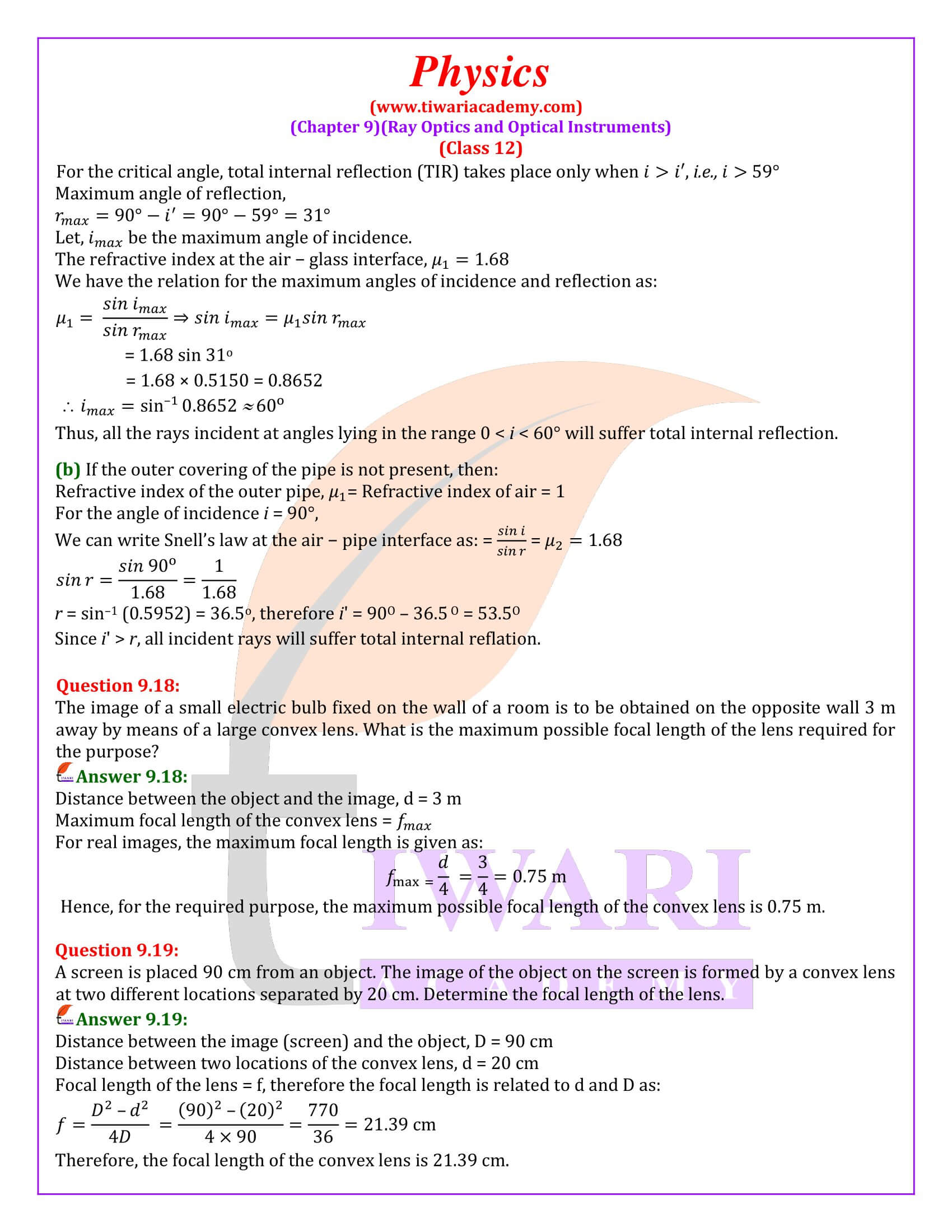 Class 12 Physics Chapter 9 Rationalised solutions